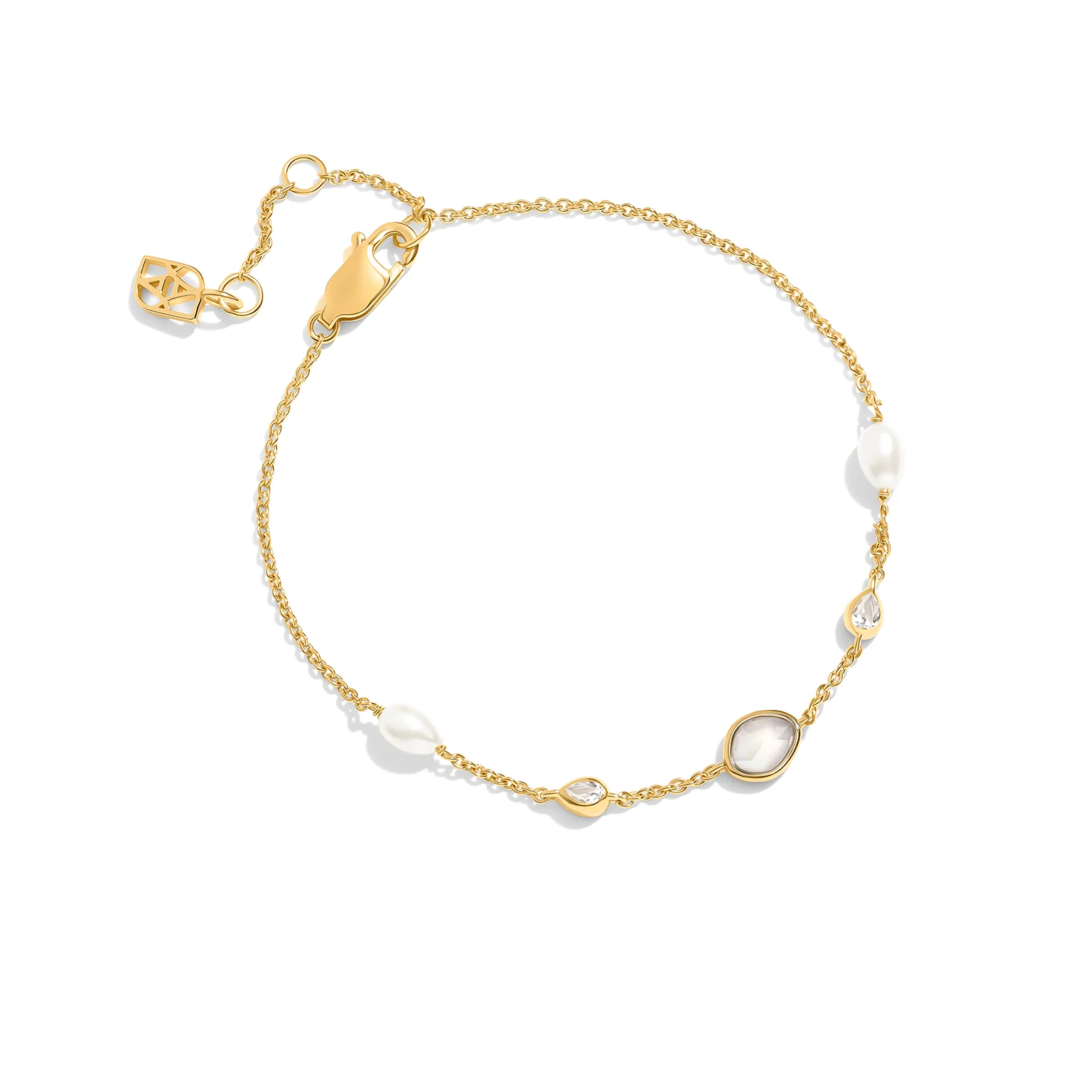 Modern Elegance Quartz & Pearl Bracelet (Gold) - Image 7