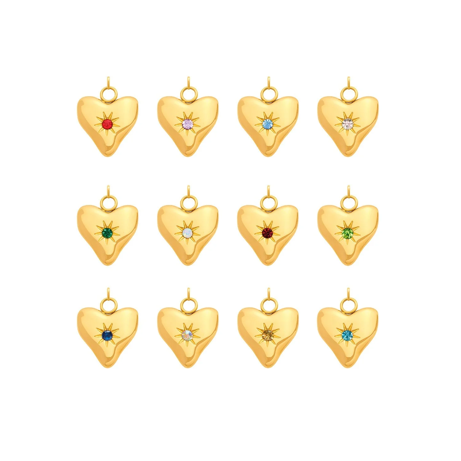 Molten Heart Birthstone Charm (Gold)