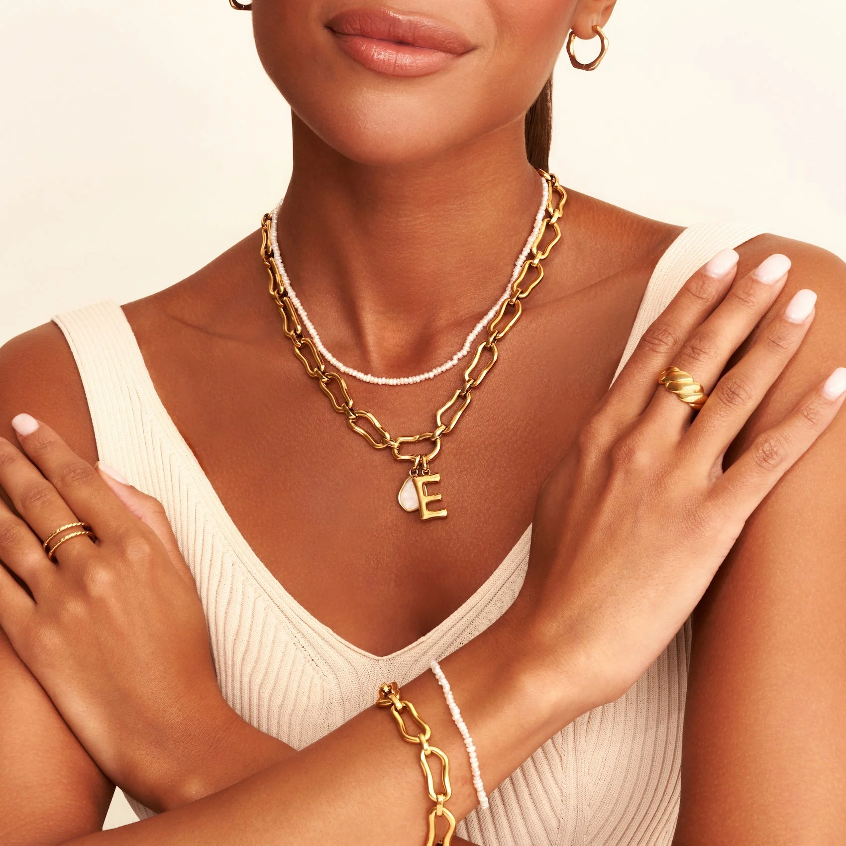 Molten Initial Necklace (Gold) - Image 4