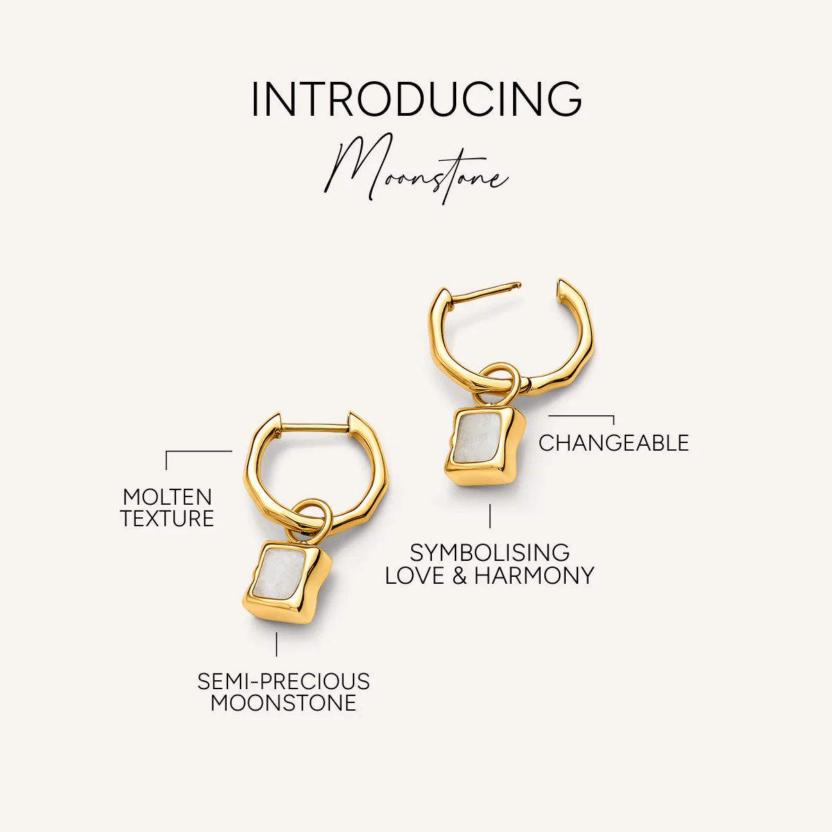 Molten Mother of Pearl Huggie Earrings (Gold) - Image 4