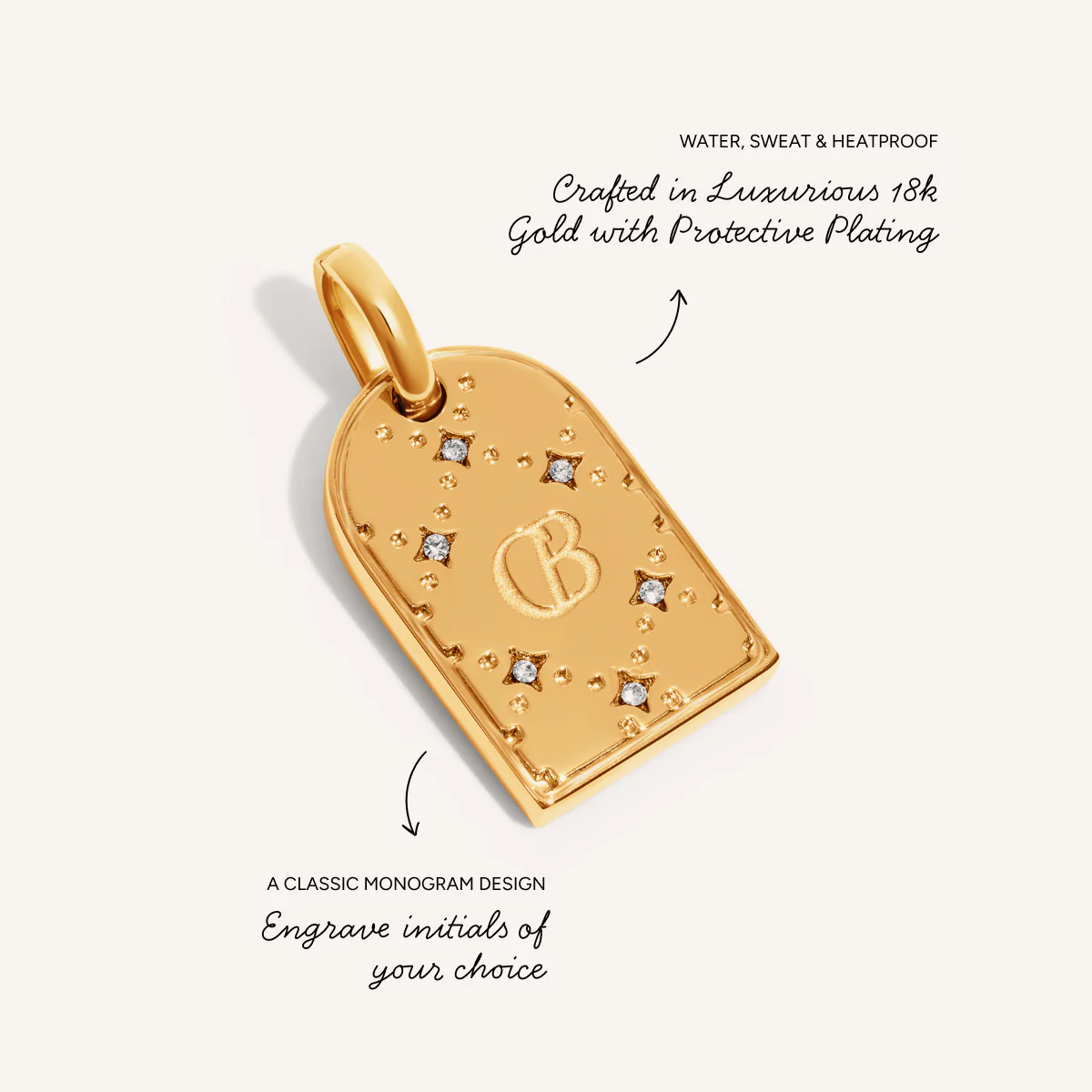 Monogram Double Initial Tag Necklace (Gold) - Image 3