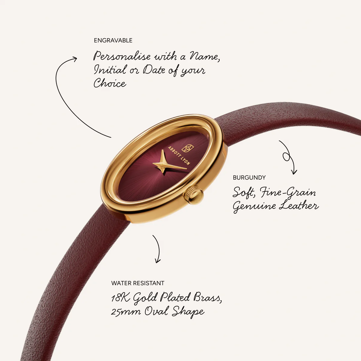 Monroe Burgundy Leather Watch - Image 4