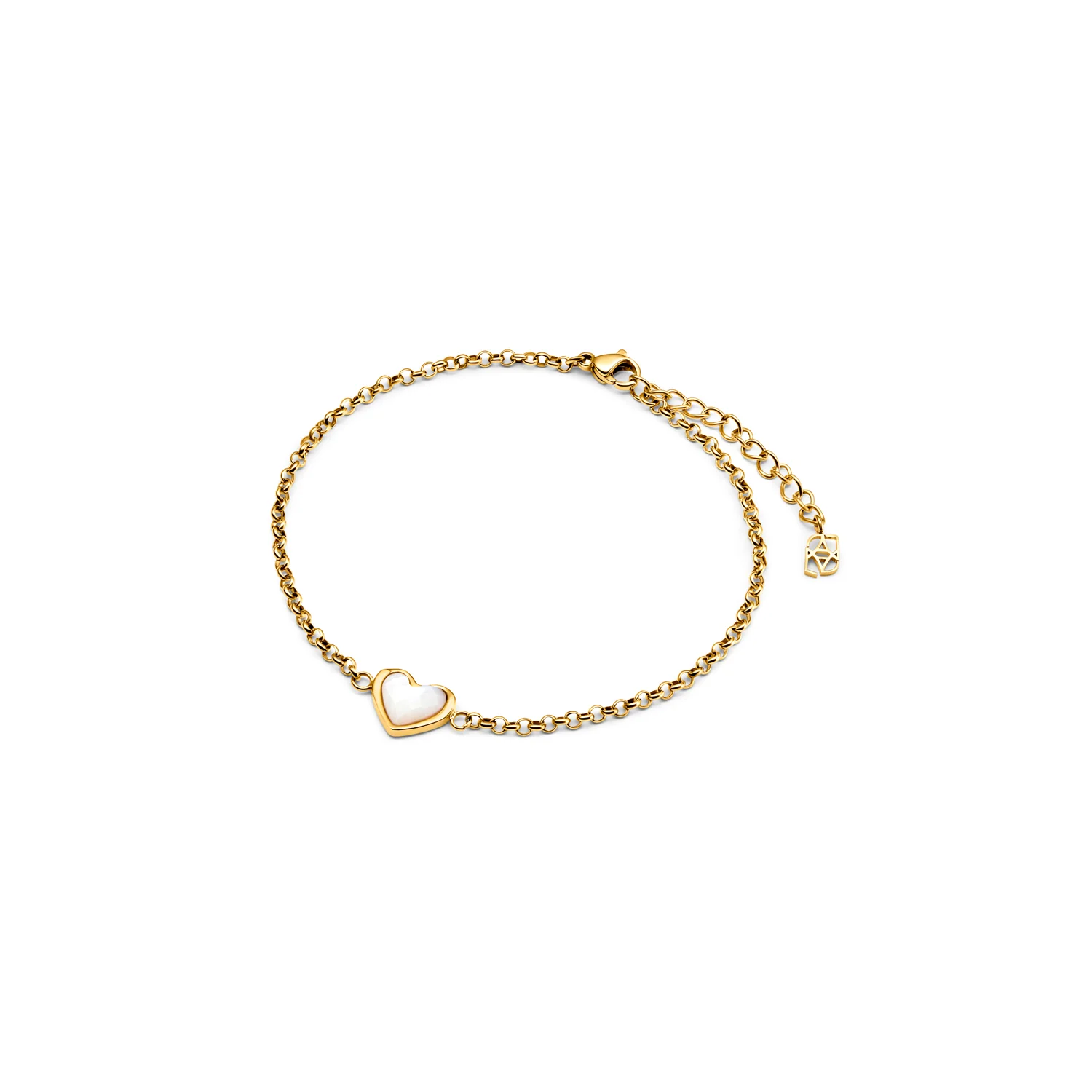 Mother of Pearl Heart Bracelet (Gold) - Image 2