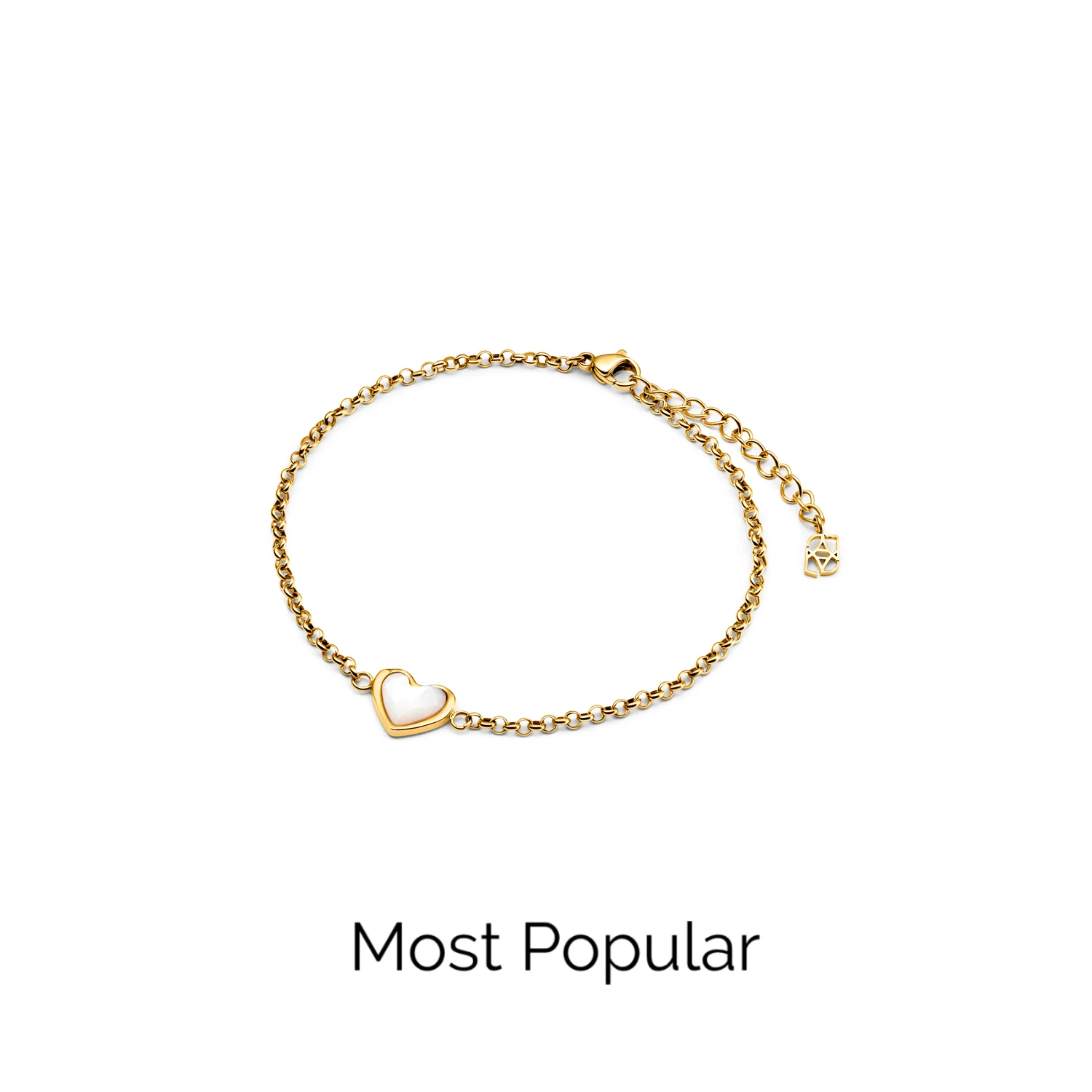 Mother of Pearl Heart Bracelet (Gold) - Image 5