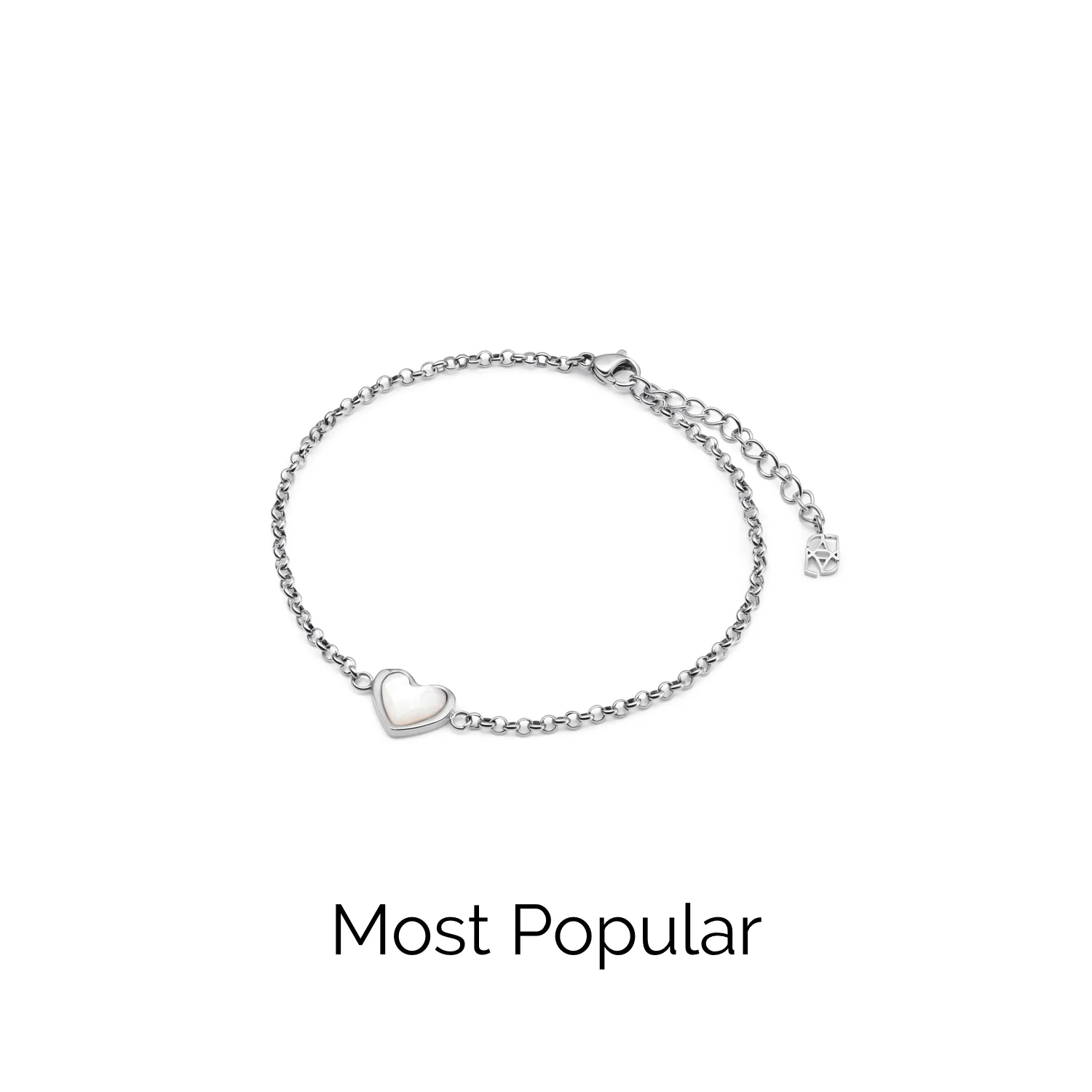 Mother of Pearl Heart Bracelet (Silver) - Image 6