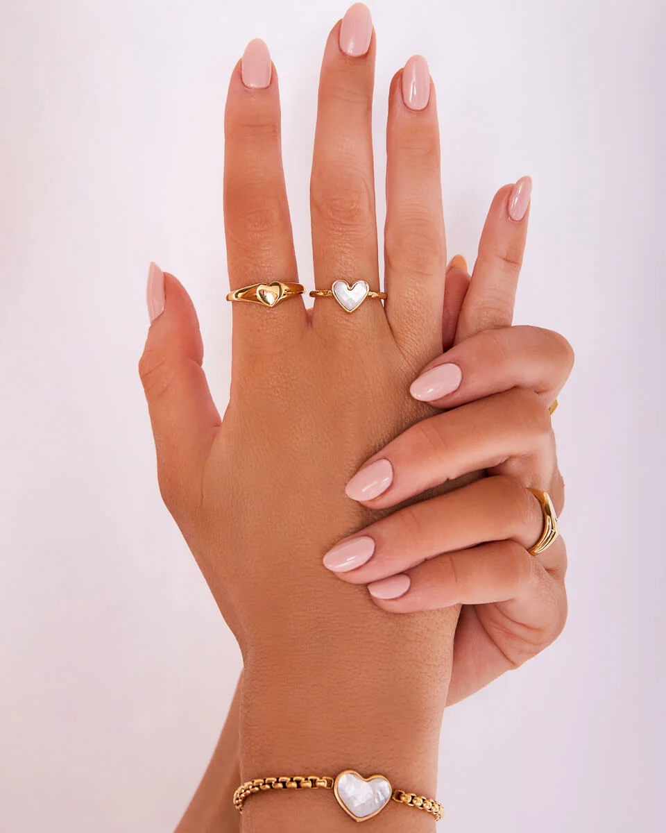 Mother of Pearl Heart Ring (Gold) - Image 3