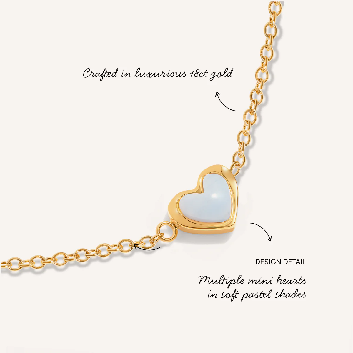 Multi Pastel Mini Hearts Bracelet (Gold) - Image 3