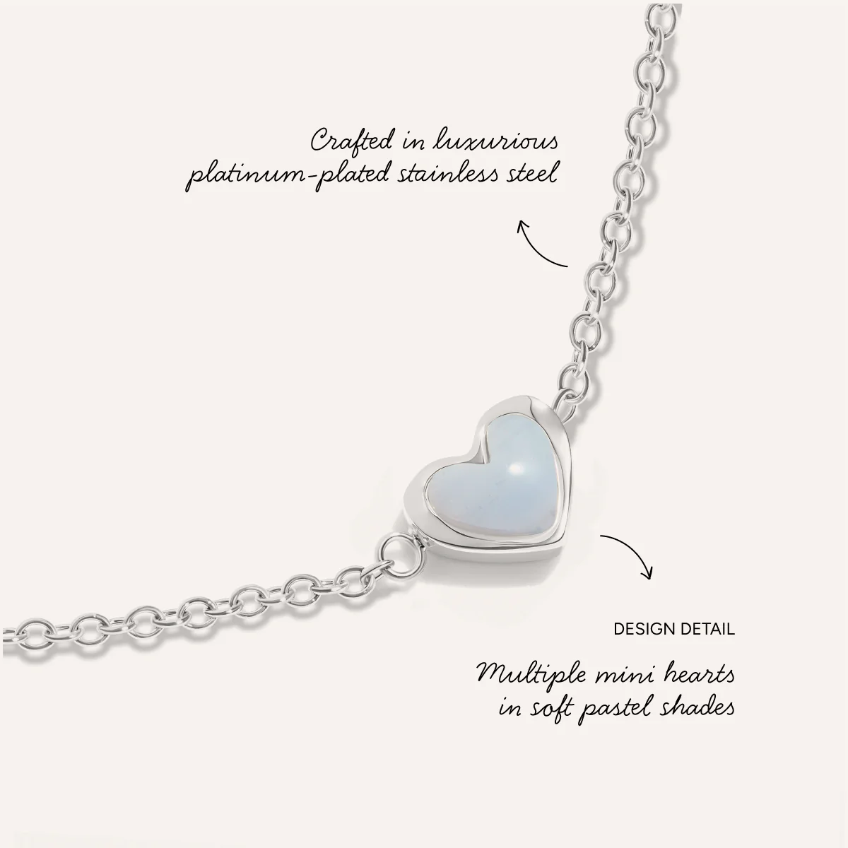 Multi Pastel Mini Hearts Bracelet (Silver) - Image 3