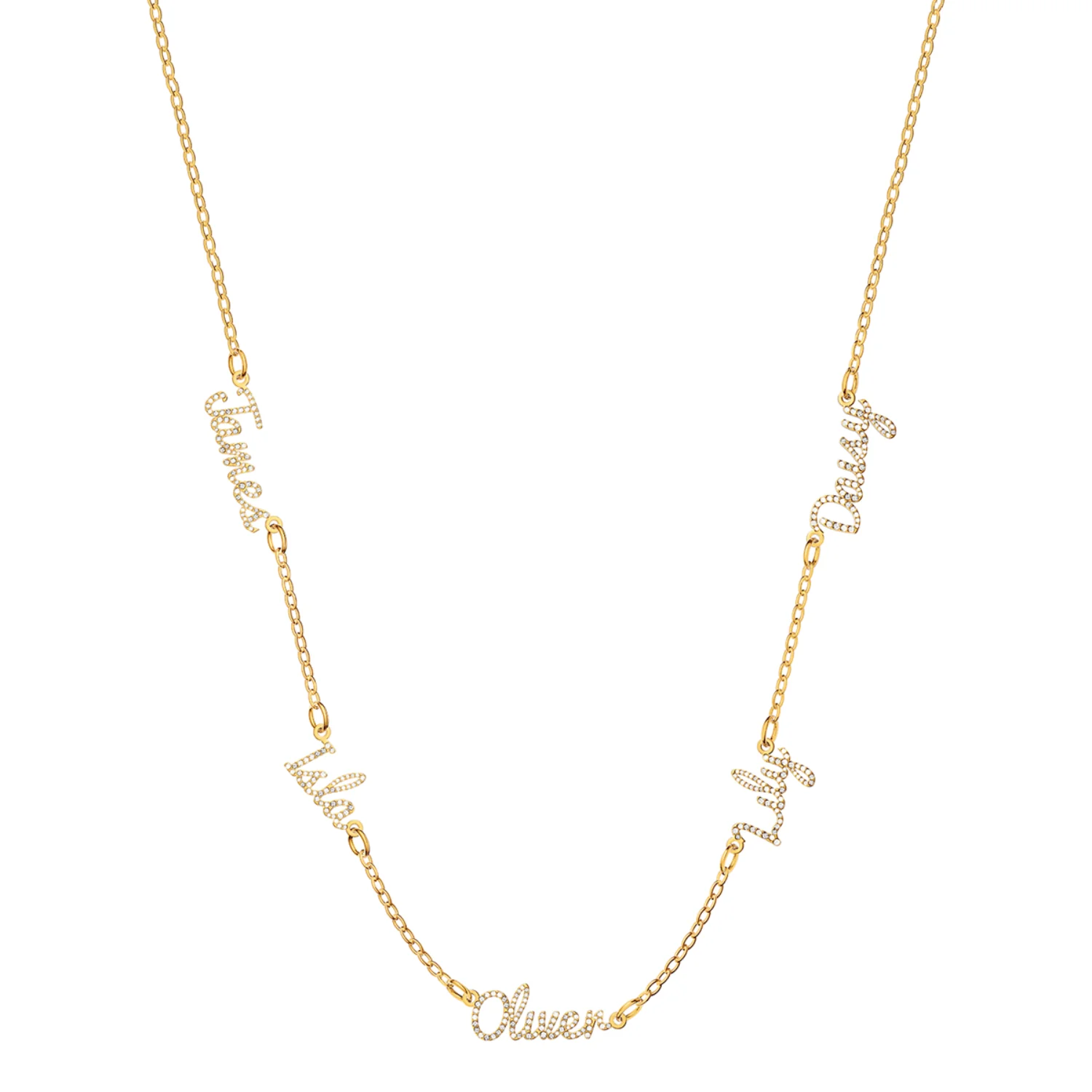 Multi Crystal Cursive Name Necklace (Gold) - Image 10