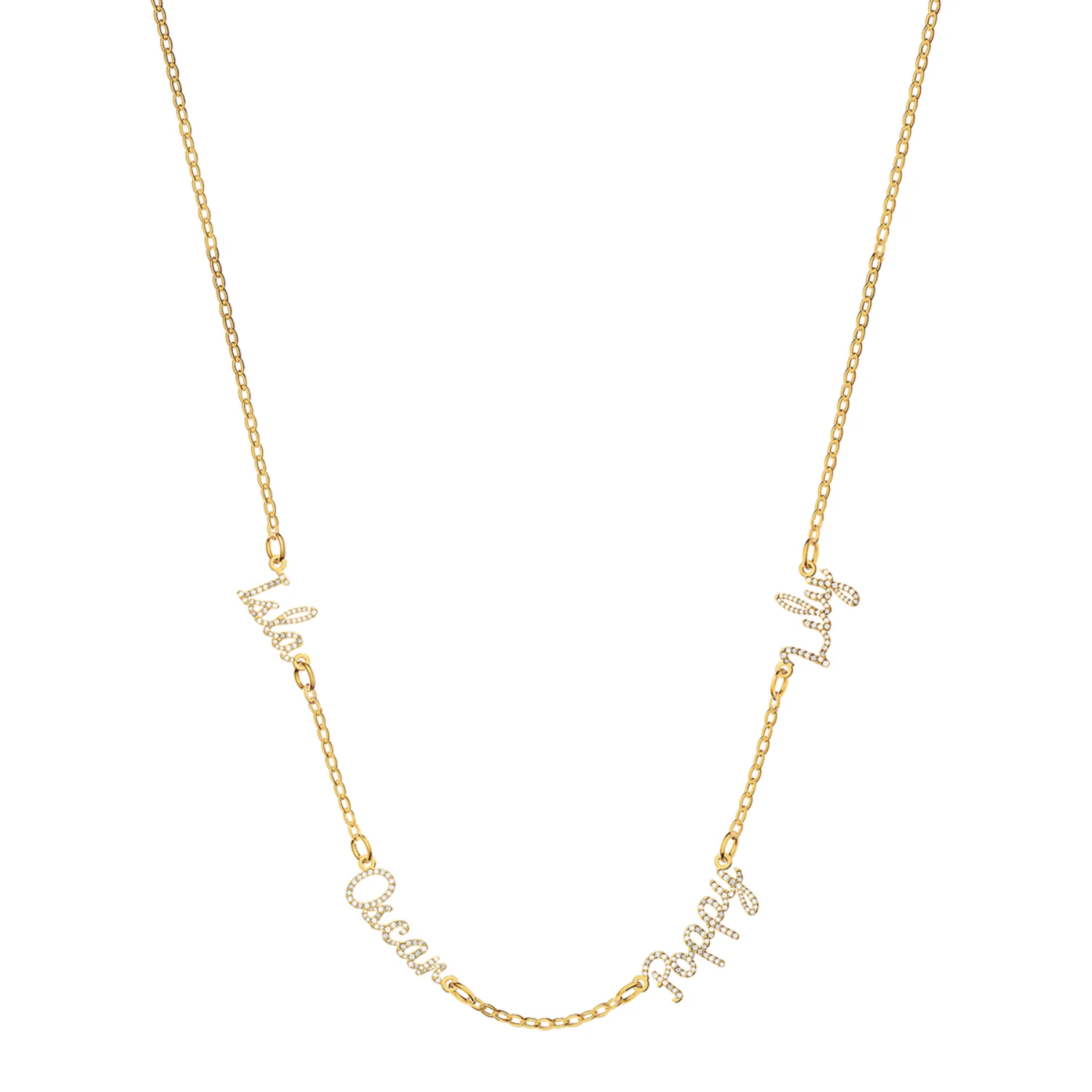 Multi Crystal Cursive Name Necklace (Gold) - Image 11