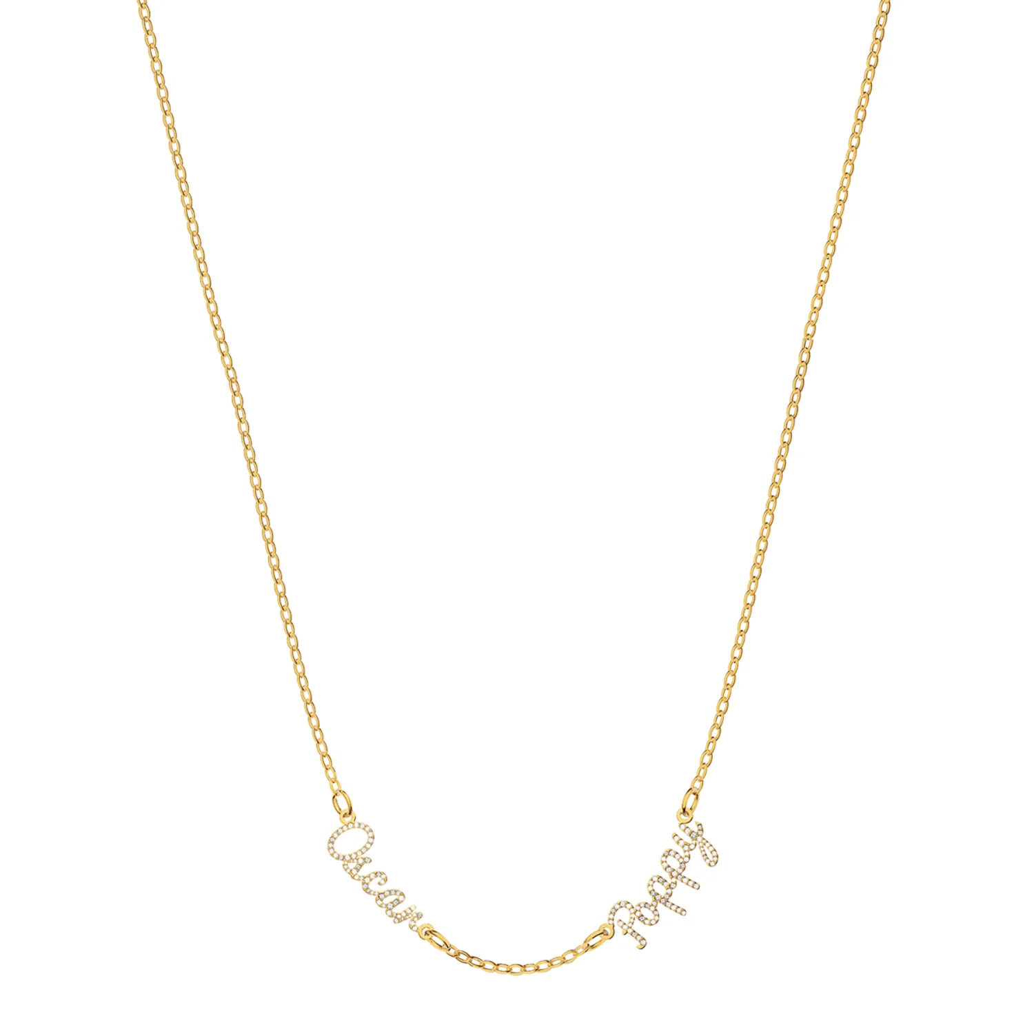 Multi Crystal Cursive Name Necklace (Gold) - Image 12