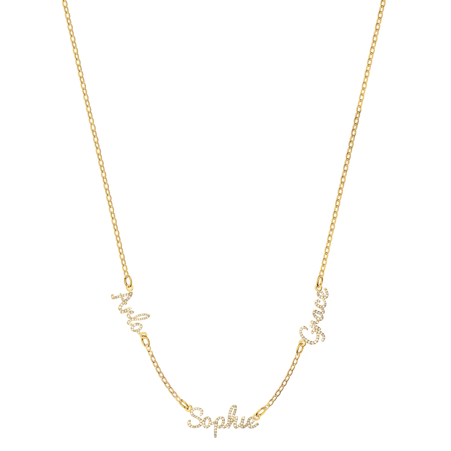 Multi Crystal Cursive Name Necklace (Gold) - Image 13