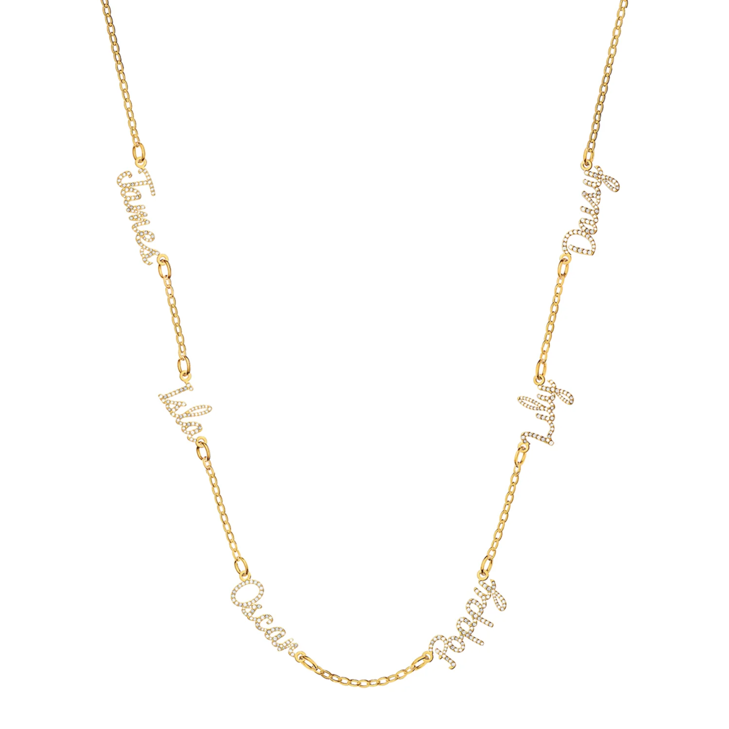 Multi Crystal Cursive Name Necklace (Gold) - Image 14