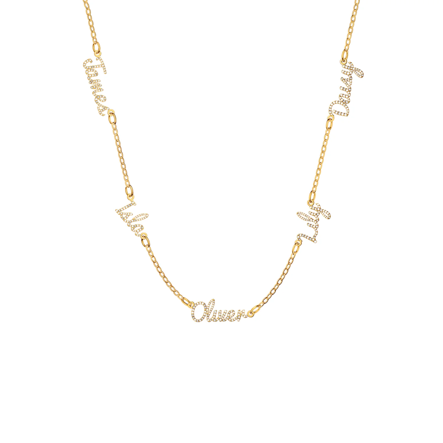 Multi Crystal Cursive Name Necklace (Gold) - Image 5