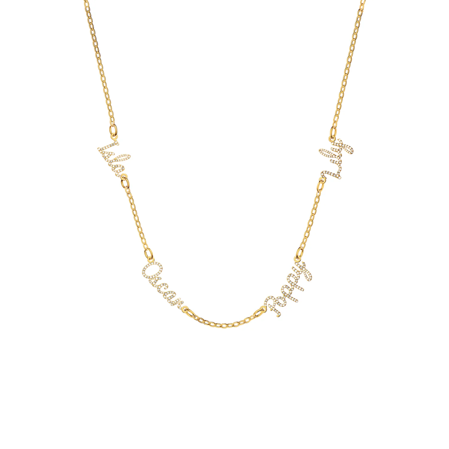 Multi Crystal Cursive Name Necklace (Gold) - Image 6