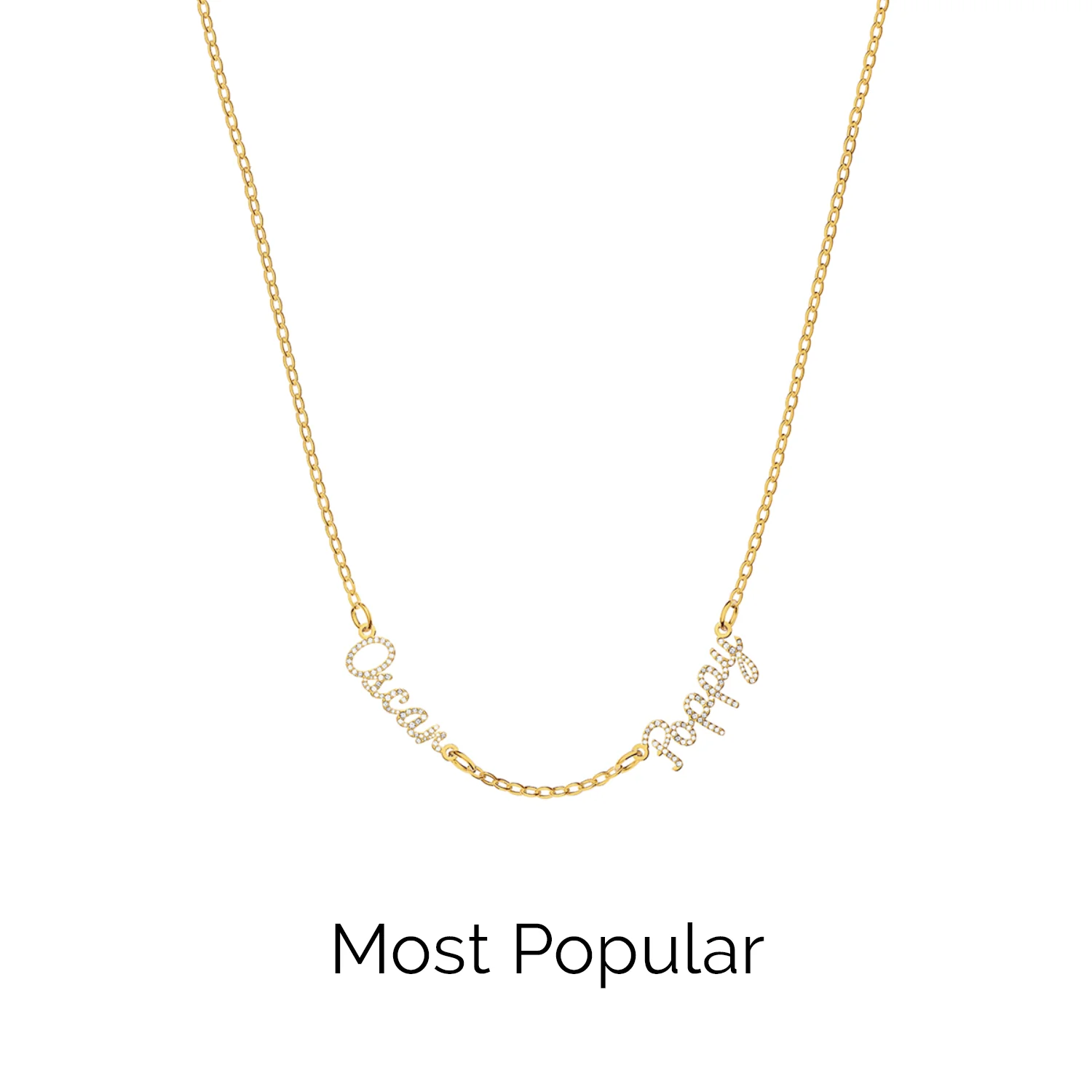 Multi Crystal Cursive Name Necklace (Gold) - Image 7