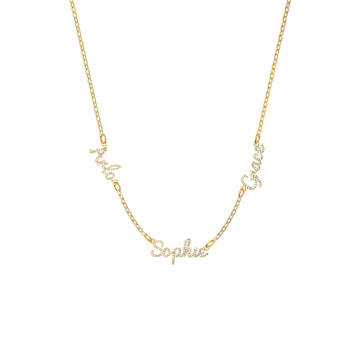 Multi Crystal Cursive Name Necklace (Gold) - Image 8
