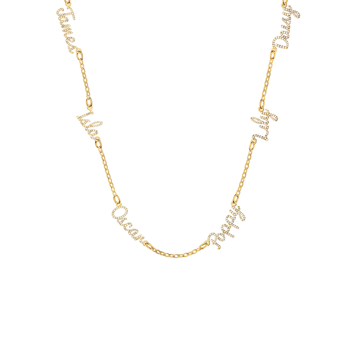 Multi Crystal Cursive Name Necklace (Gold) - Image 9