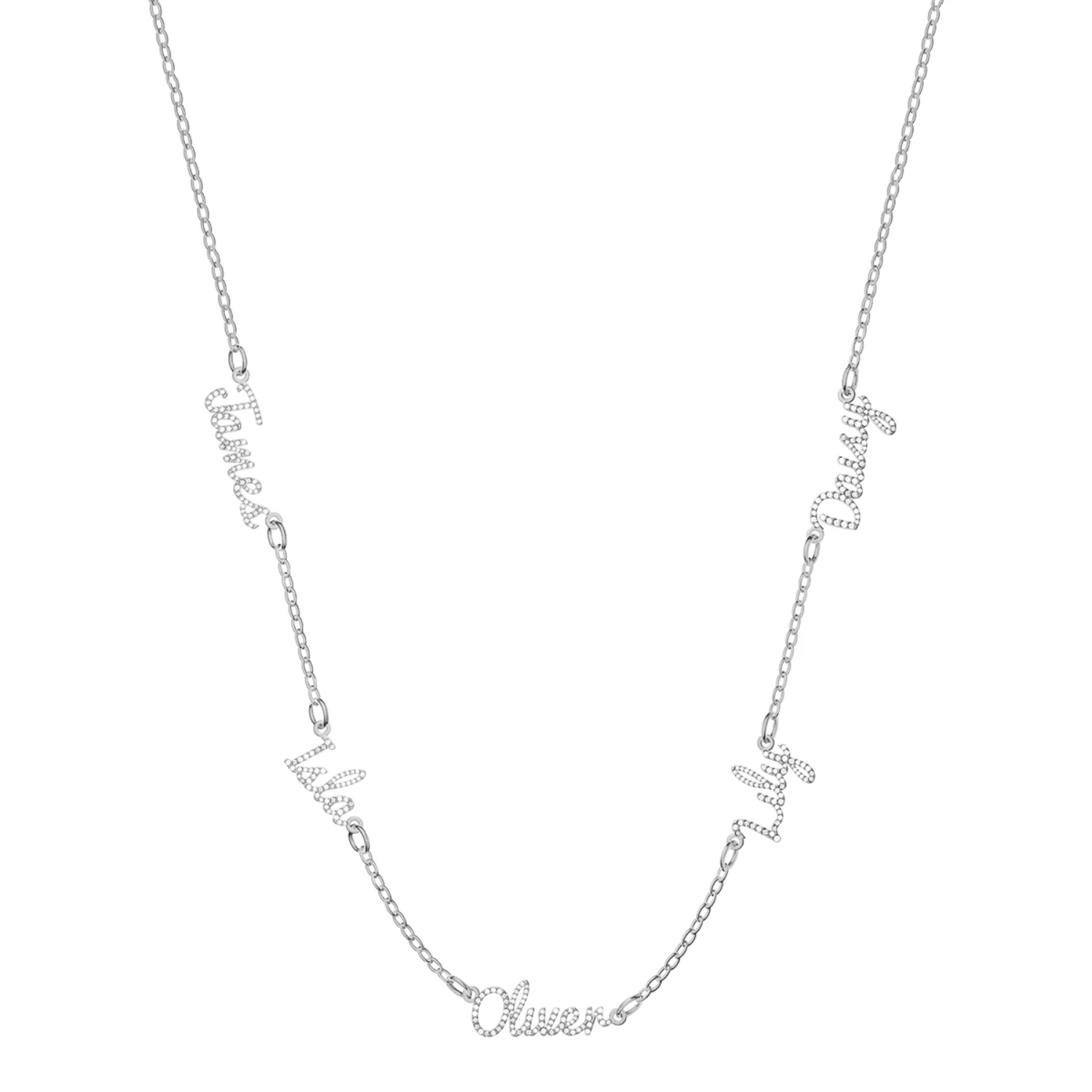 Multi Crystal Cursive Name Necklace (Silver) - Image 11