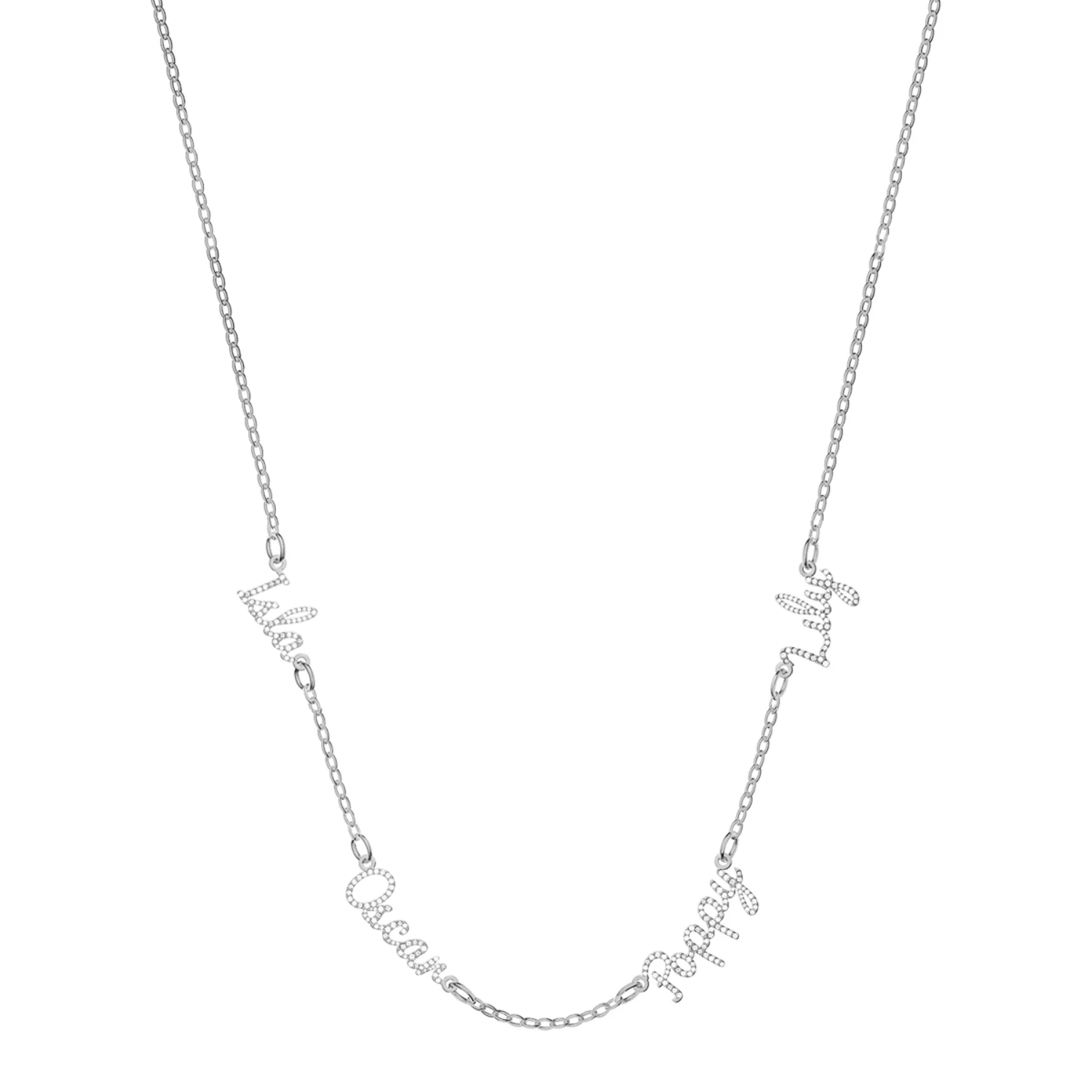 Multi Crystal Cursive Name Necklace (Silver) - Image 12