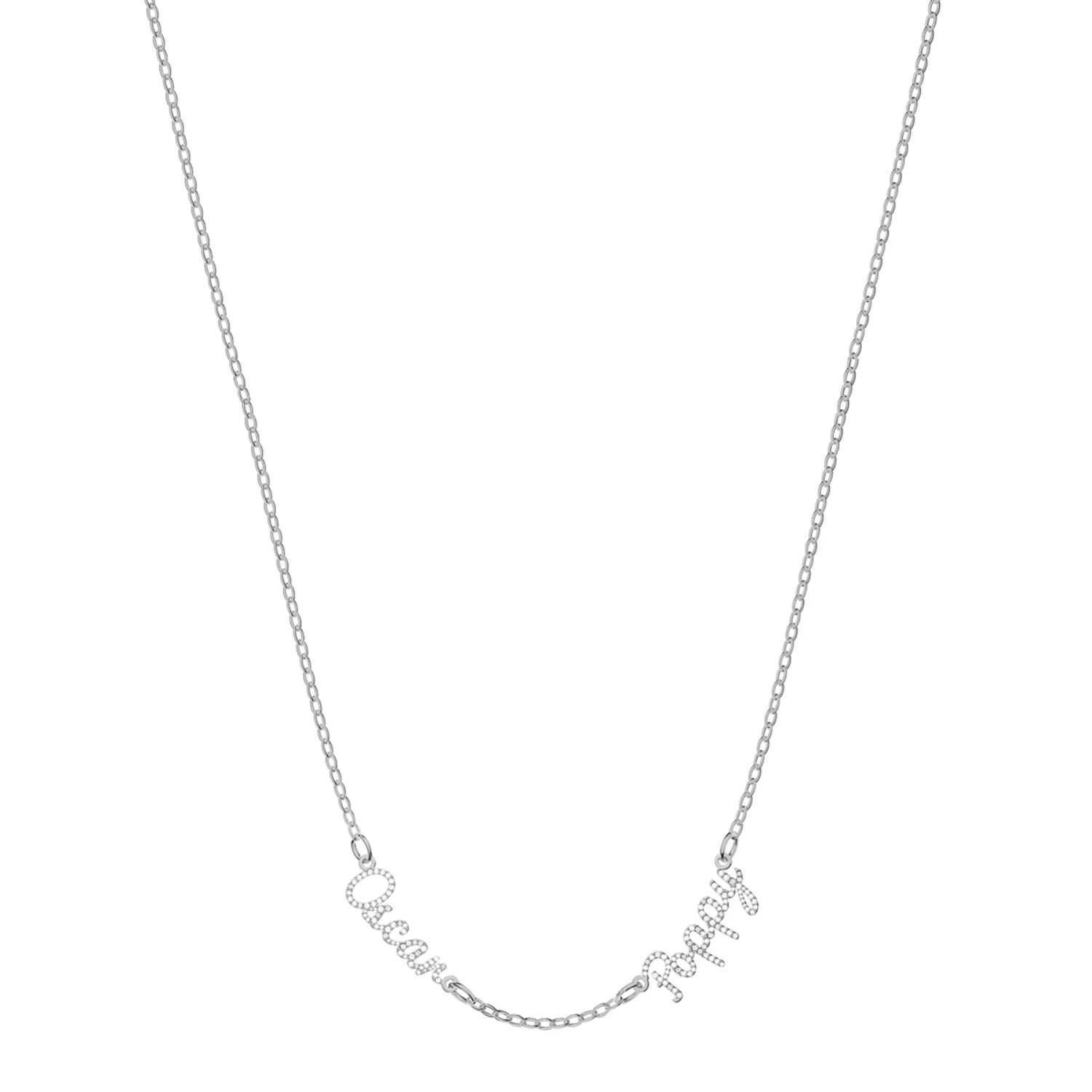 Multi Crystal Cursive Name Necklace (Silver) - Image 13