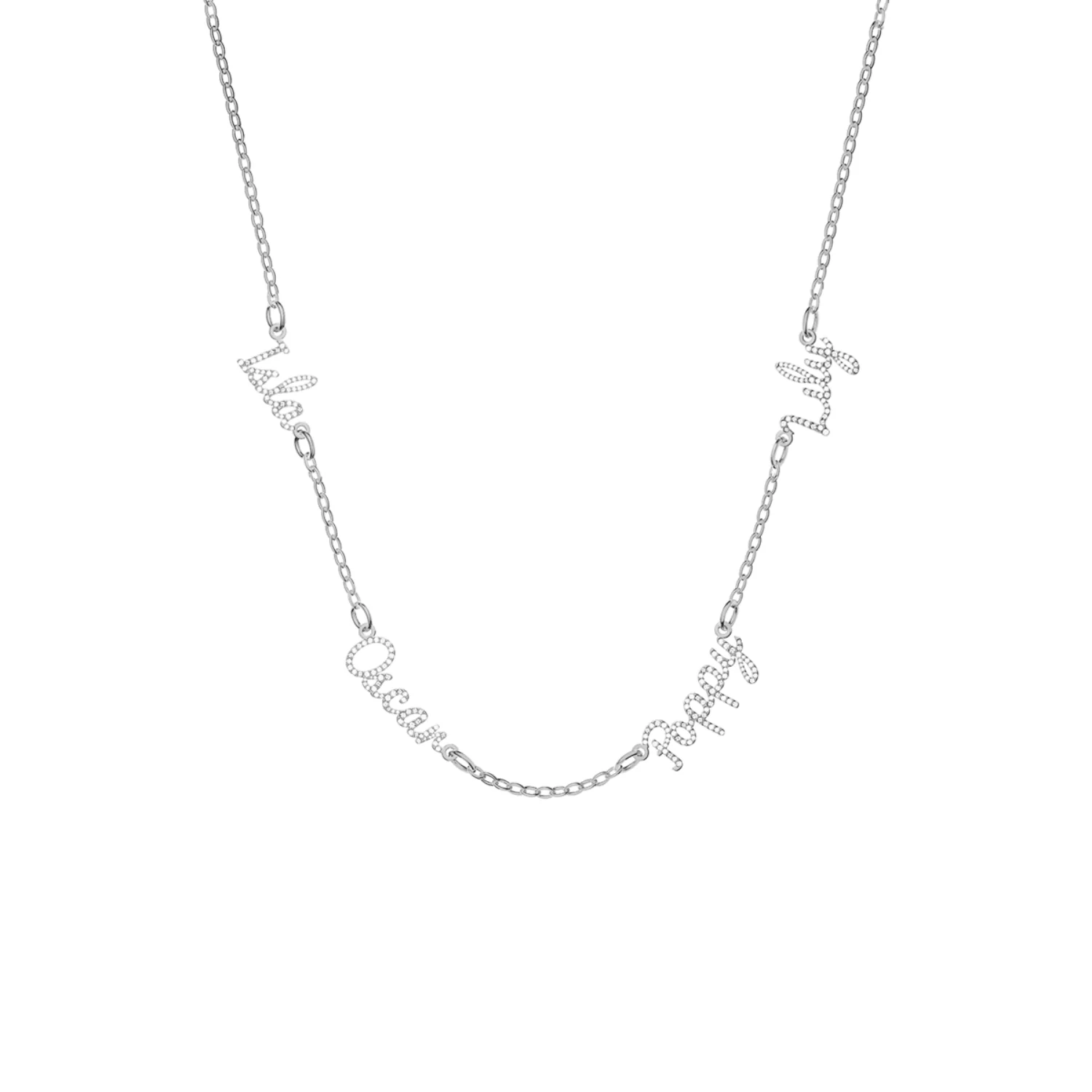 Multi Crystal Cursive Name Necklace (Silver) - Image 14