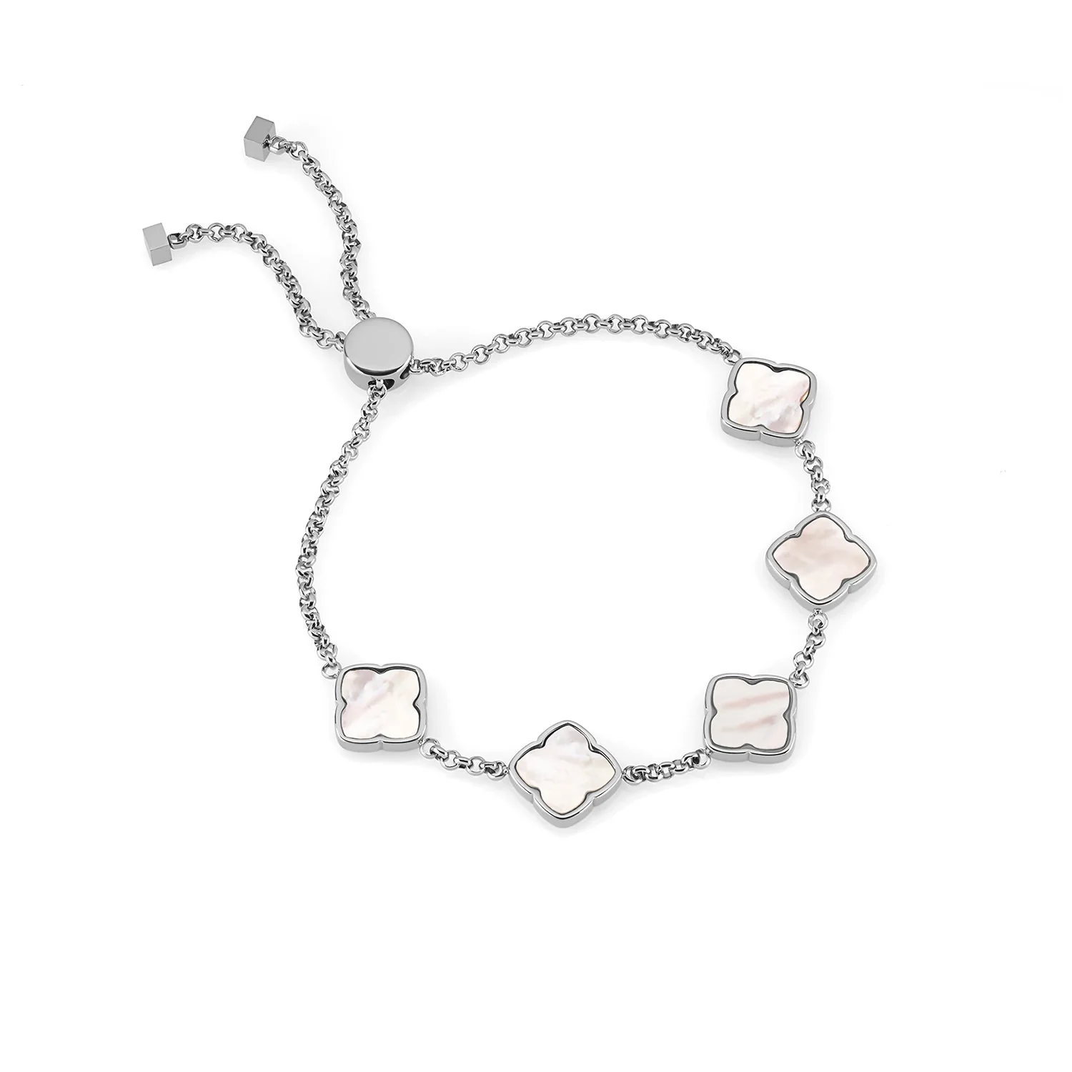 Multi Pearl Clover Bracelet - Silver