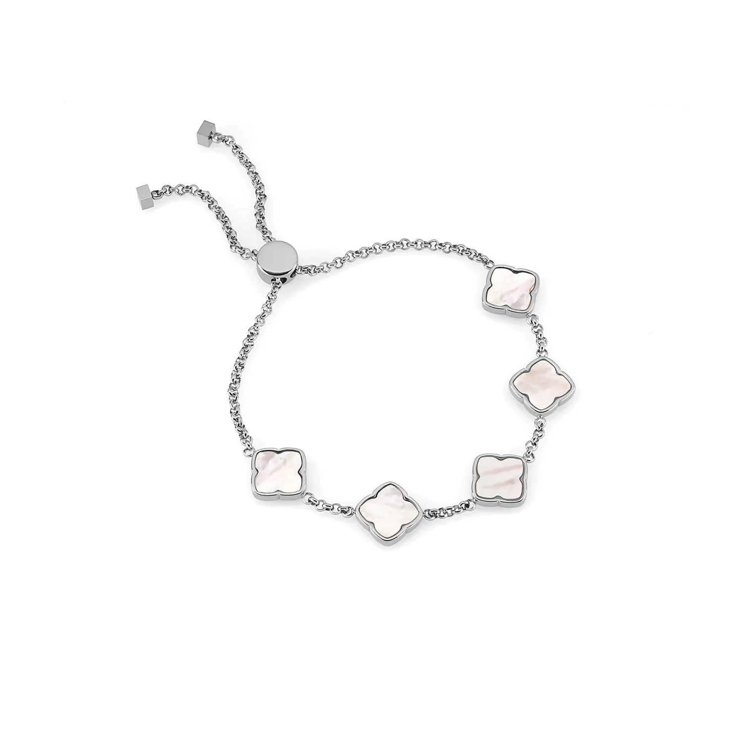 Multi Pearl Clover Bracelet - Silver - Image 5
