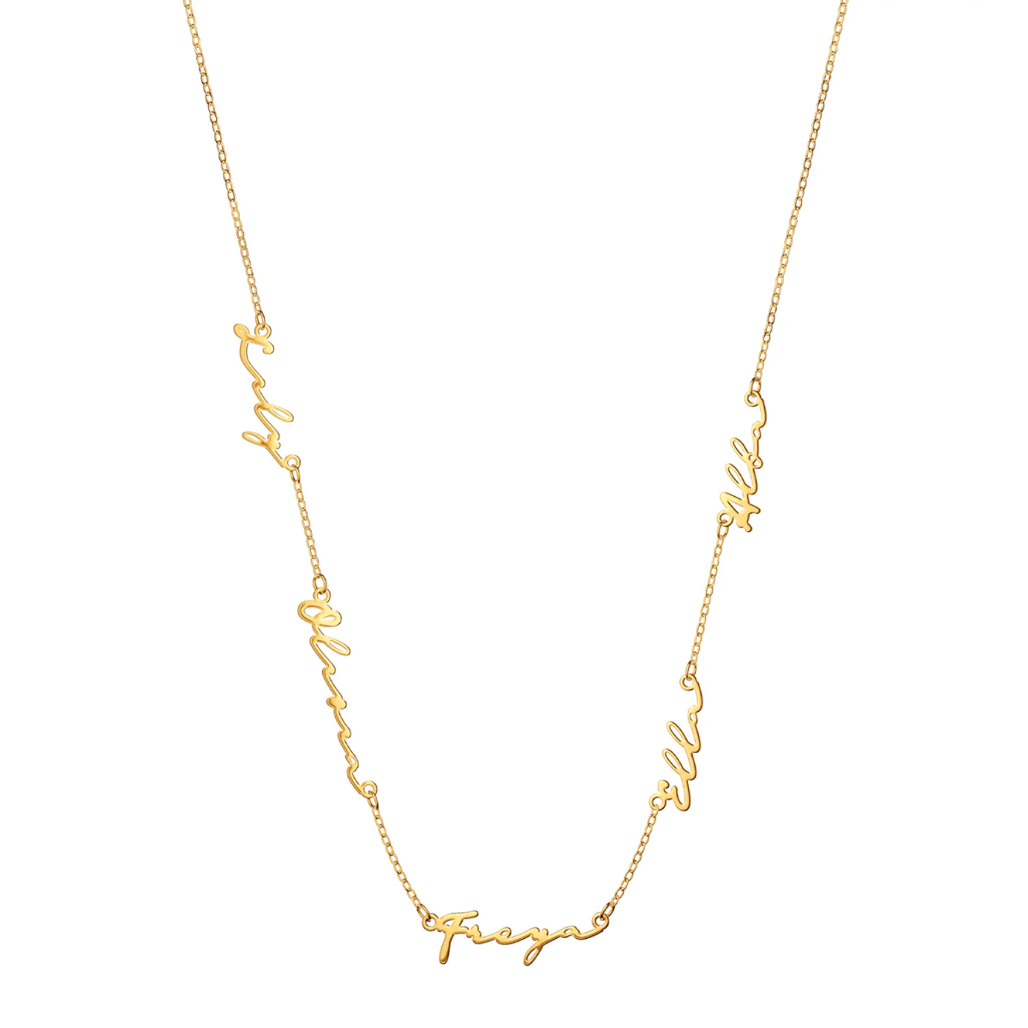 Multi Signature Name Necklace (Gold) - Image 13