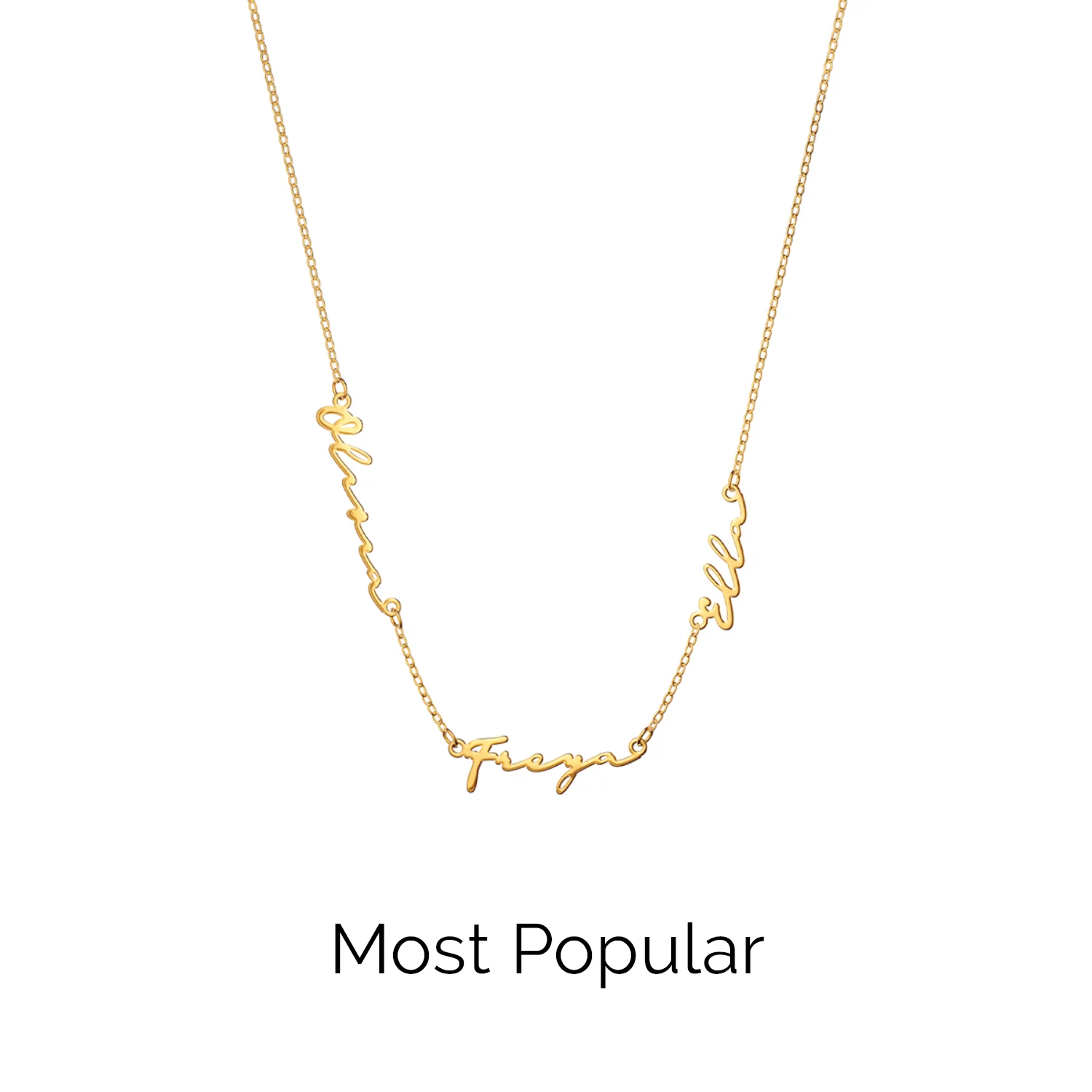 Multi Signature Name Necklace (Gold) - Image 18