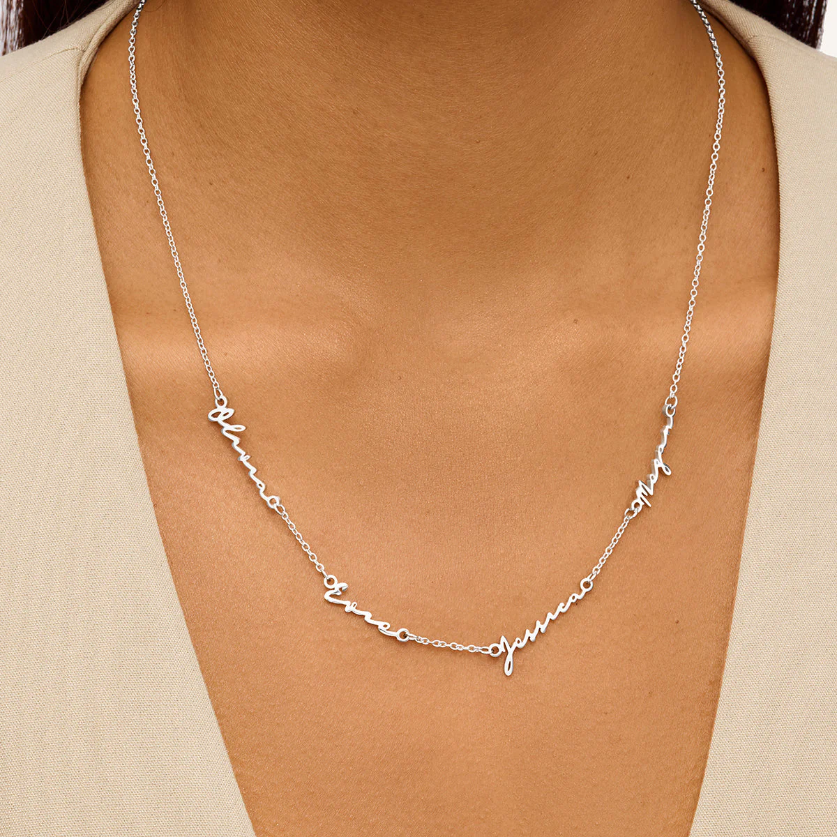 Multi Signature Name Necklace (Silver) - Image 2