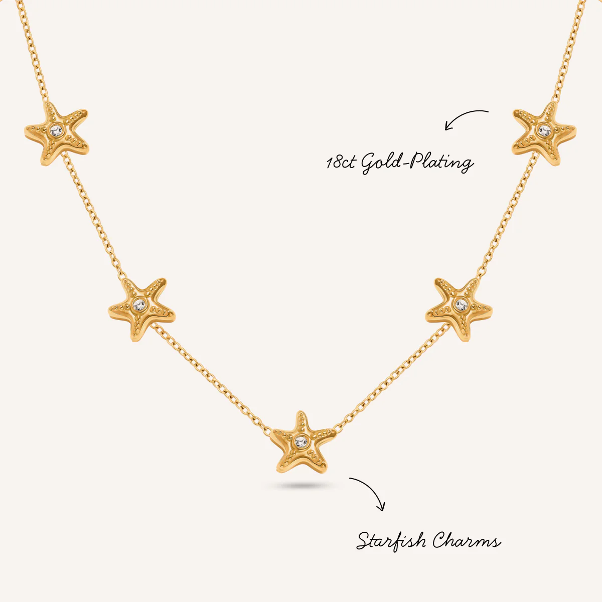 Multi Starfish Necklace (Gold) - Image 3