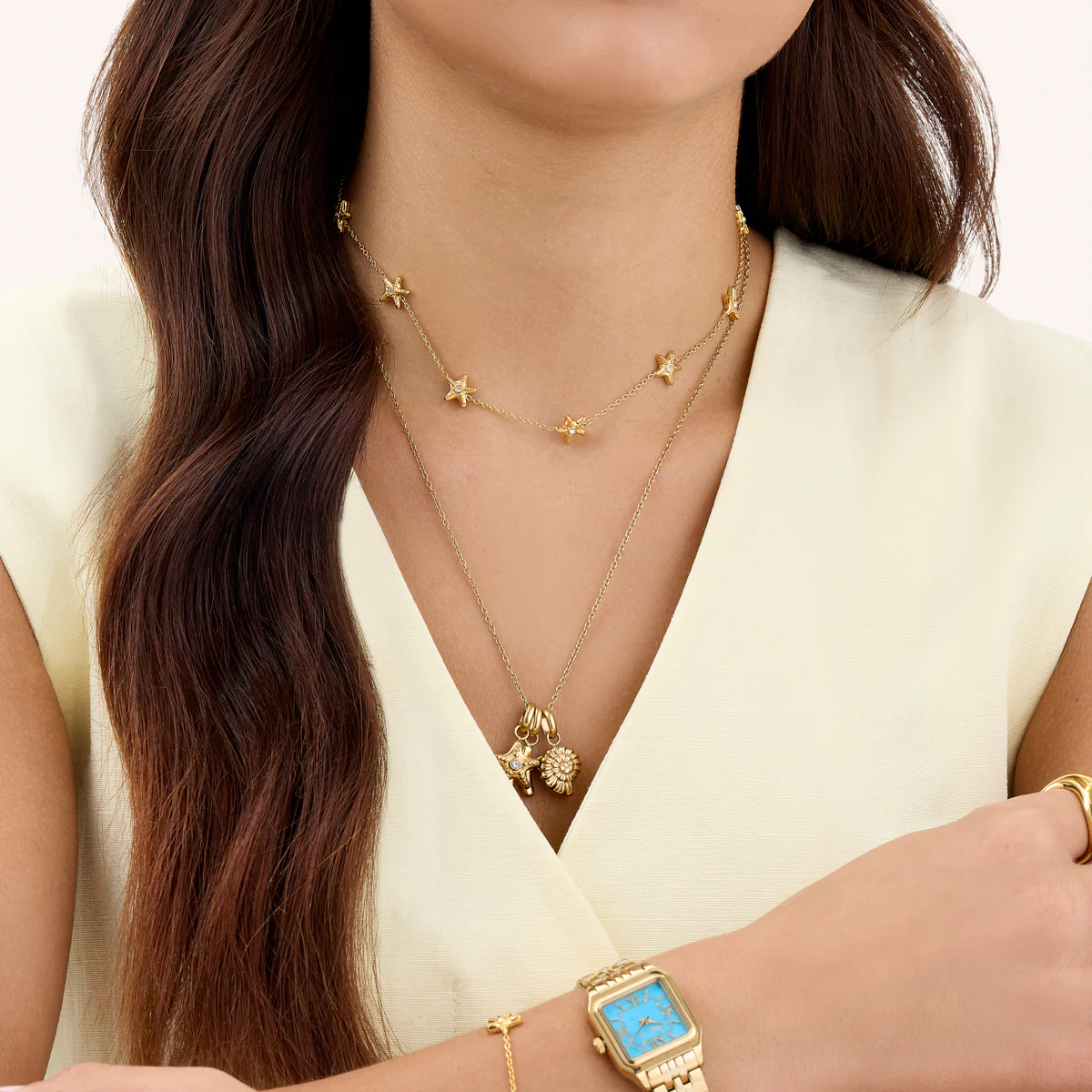 Multi Starfish Necklace (Gold) - Image 4