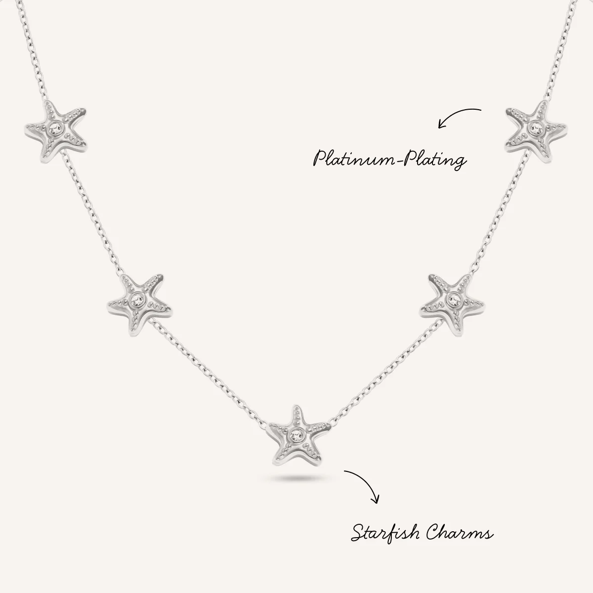 Multi Starfish Necklace (Silver) - Image 3