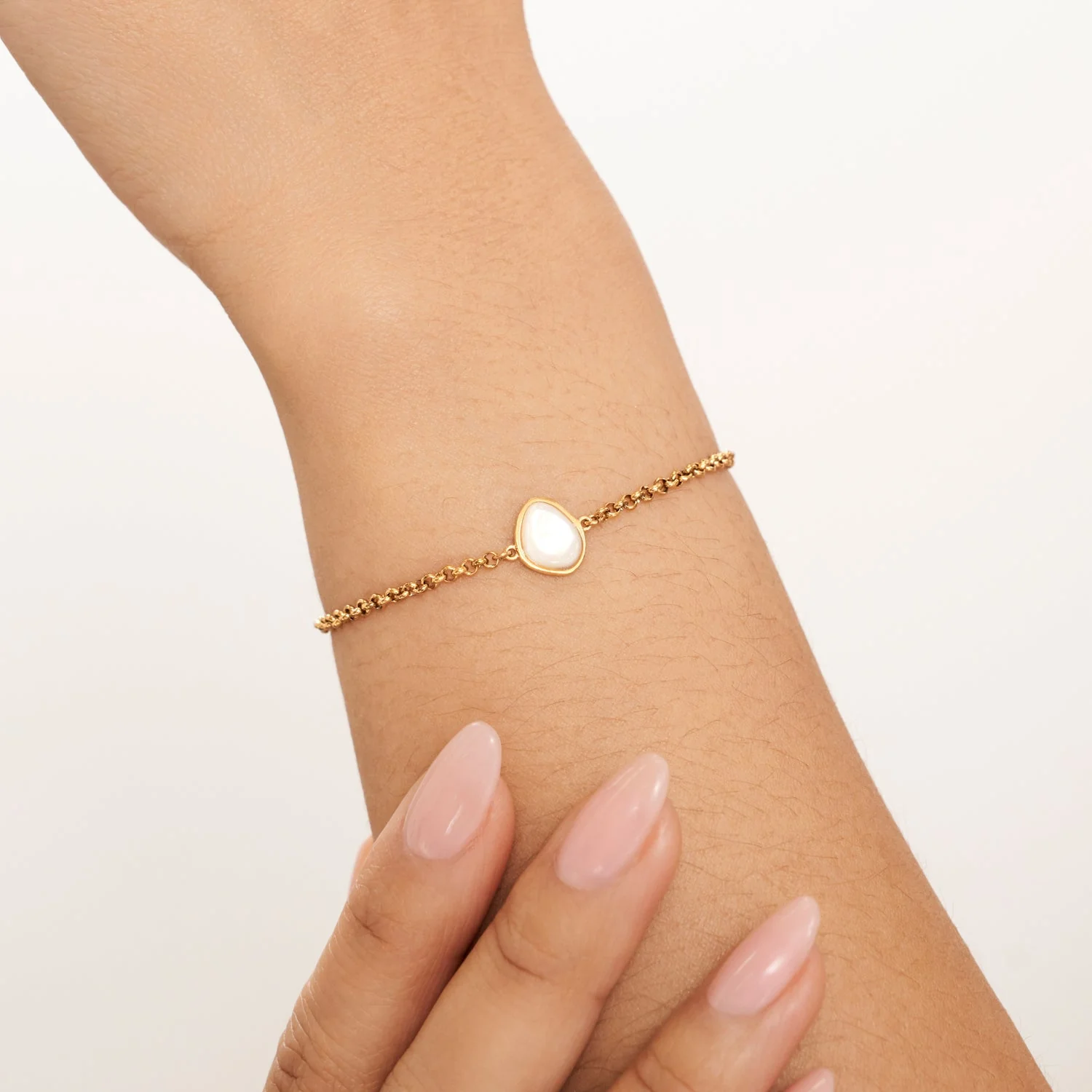 Organic Moonstone Bracelet (Gold) - Image 2