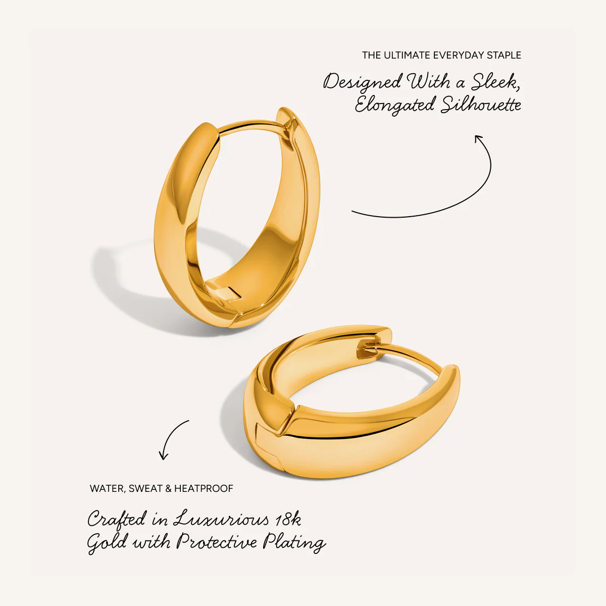 Oval Hoop Earrings (Gold) - Image 4