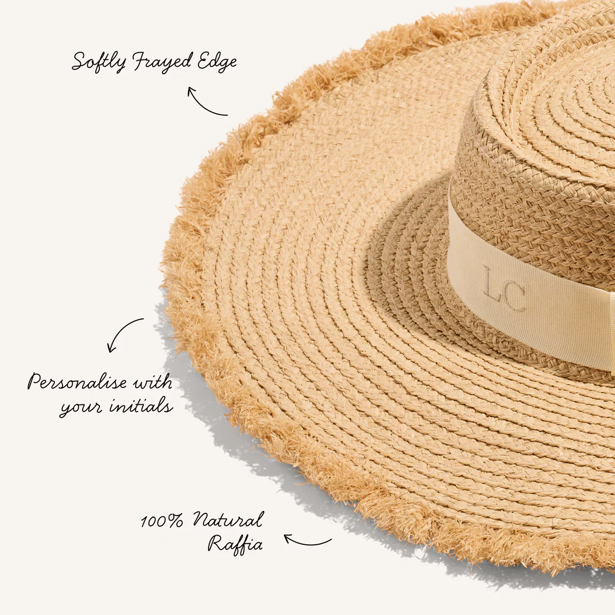 Oversized Frayed Edge Hat (Natural) - Image 3