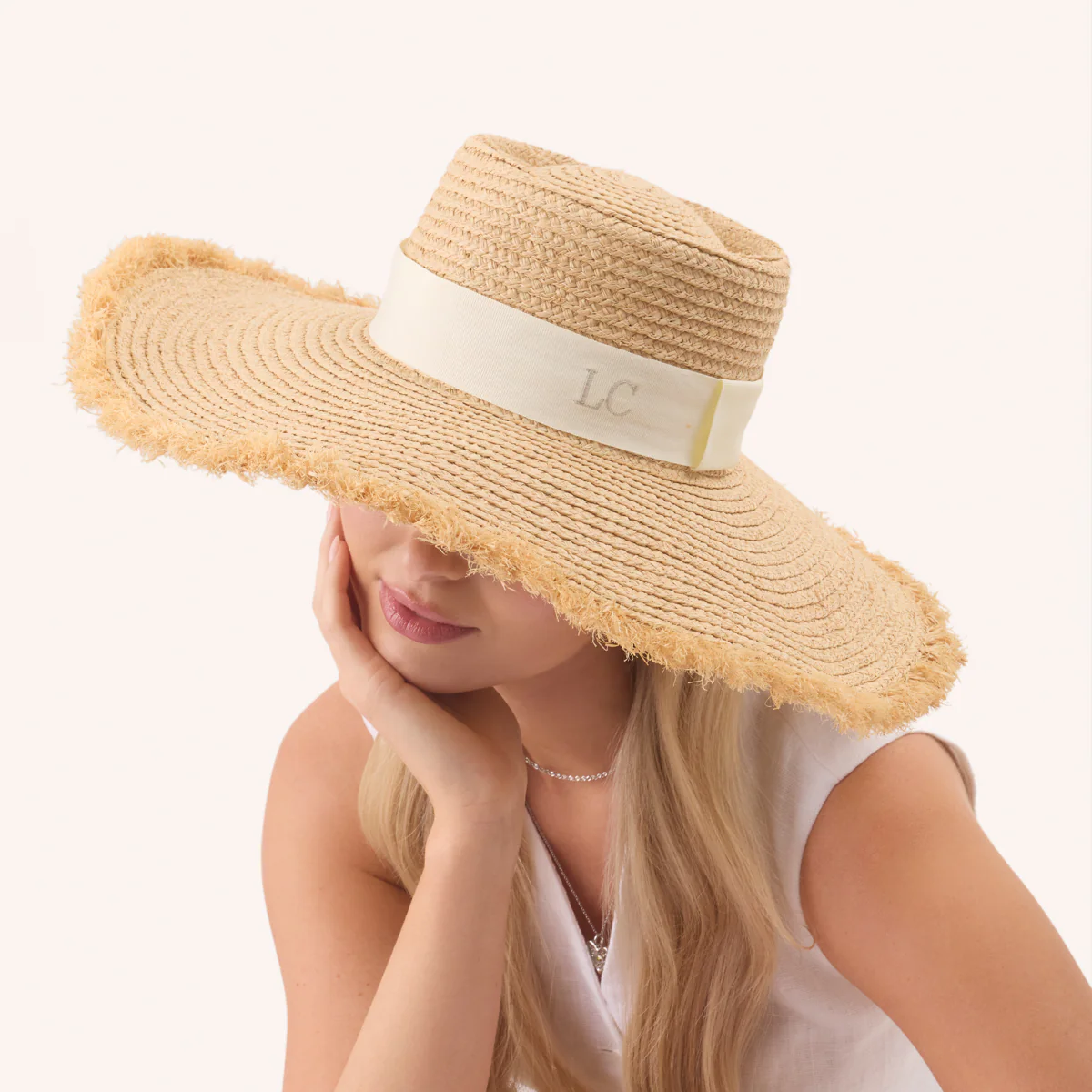 Oversized Frayed Edge Hat (Natural) - Image 4