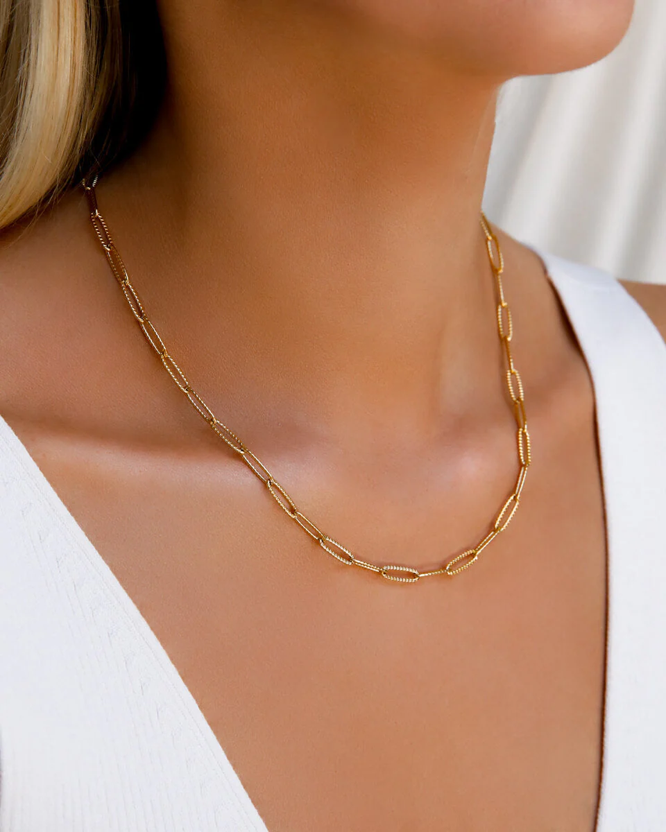 Paperclip Chain Necklace (Gold) - Image 9