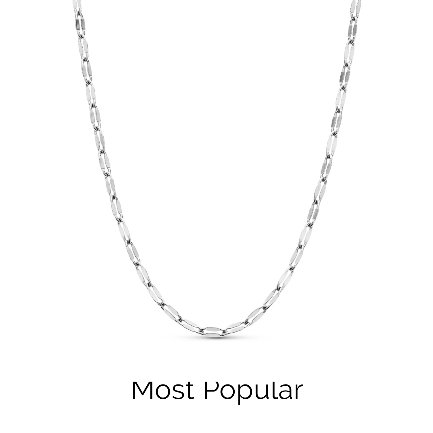 Layering Paperclip Diamond Cut Chain Necklace (Silver) - Image 3