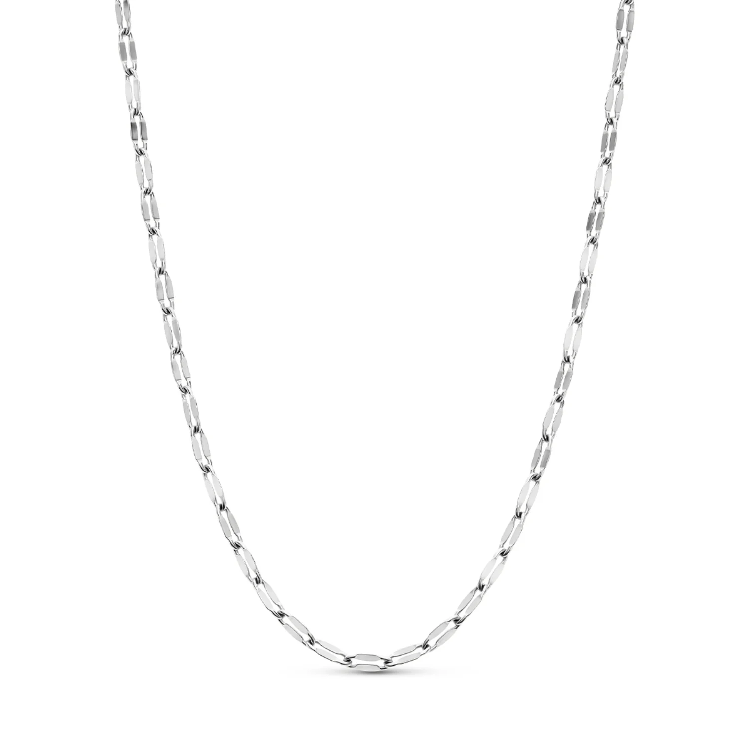 Layering Paperclip Diamond Cut Chain Necklace (Silver) - Image 4