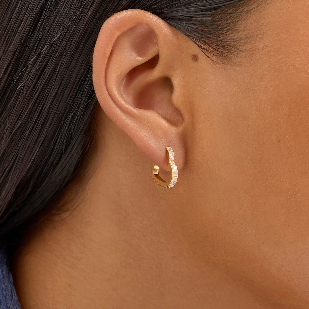 Pavé Heart Hoops (Gold) - Image 2