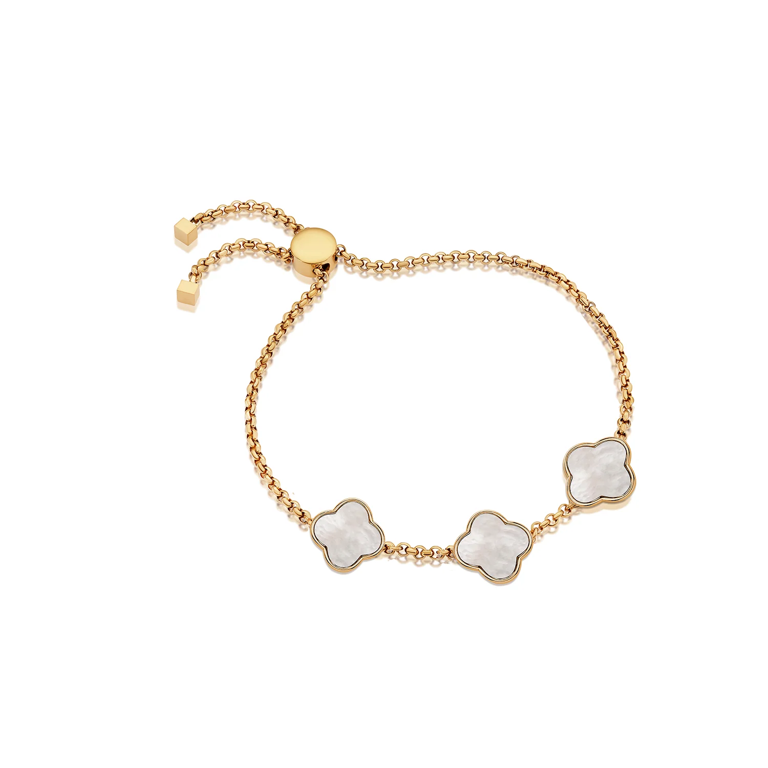 Pearl Clover Custom Name Bracelet (Gold) - Image 10