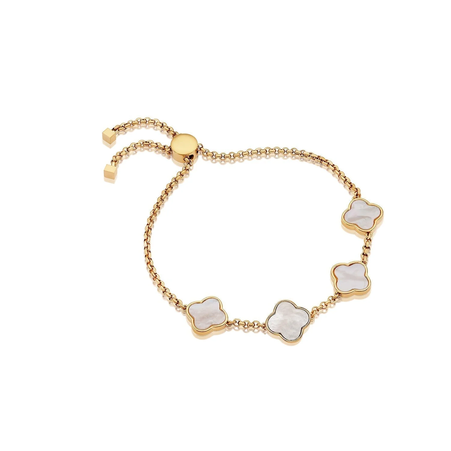 Pearl Clover Custom Name Bracelet (Gold) - Image 11