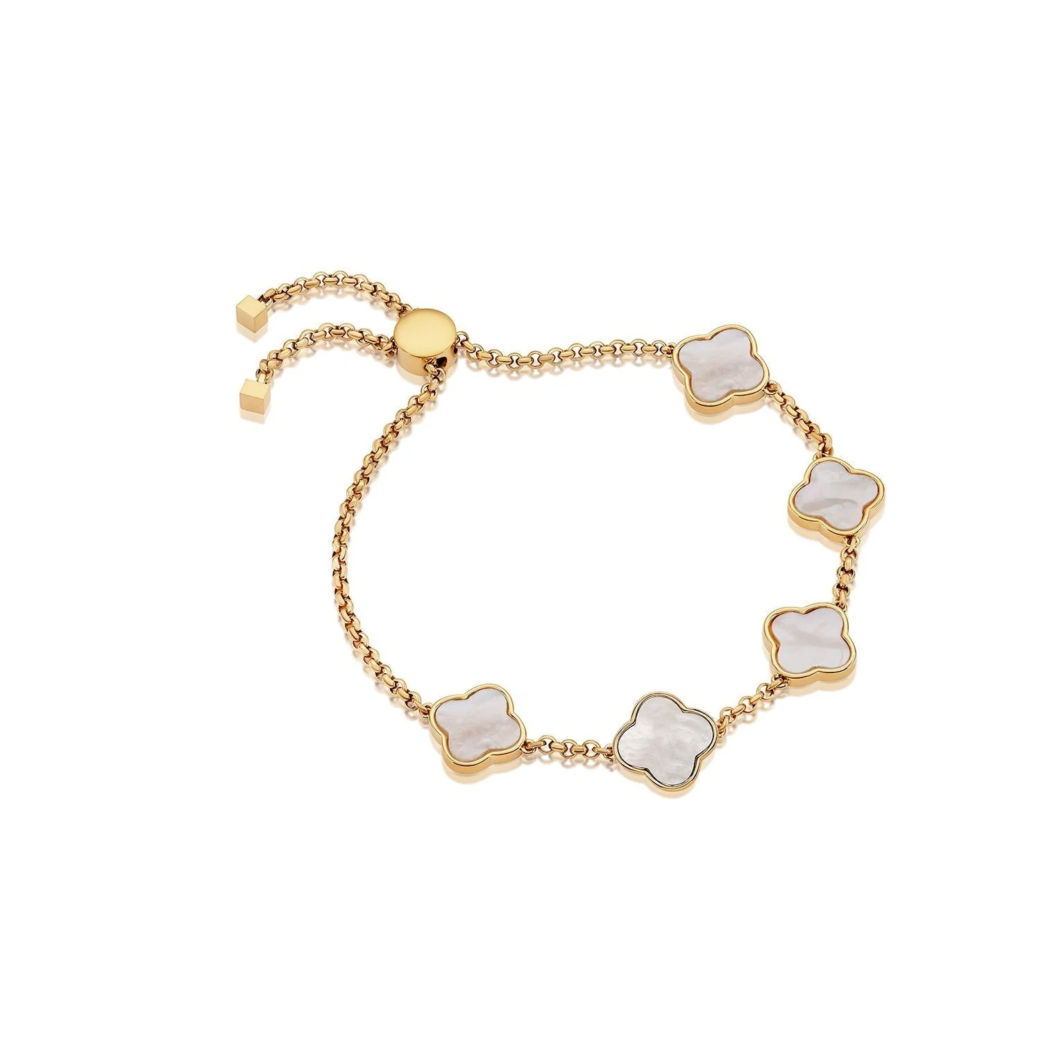 Pearl Clover Custom Name Bracelet (Gold) - Image 12
