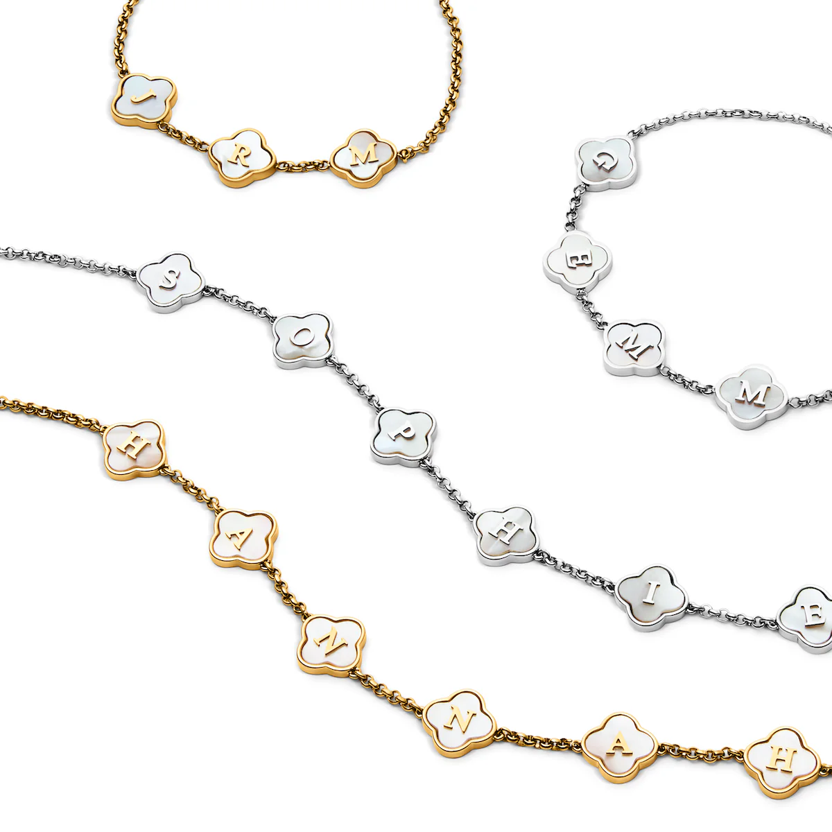 Pearl Clover Custom Name Bracelet (Gold) - Image 7