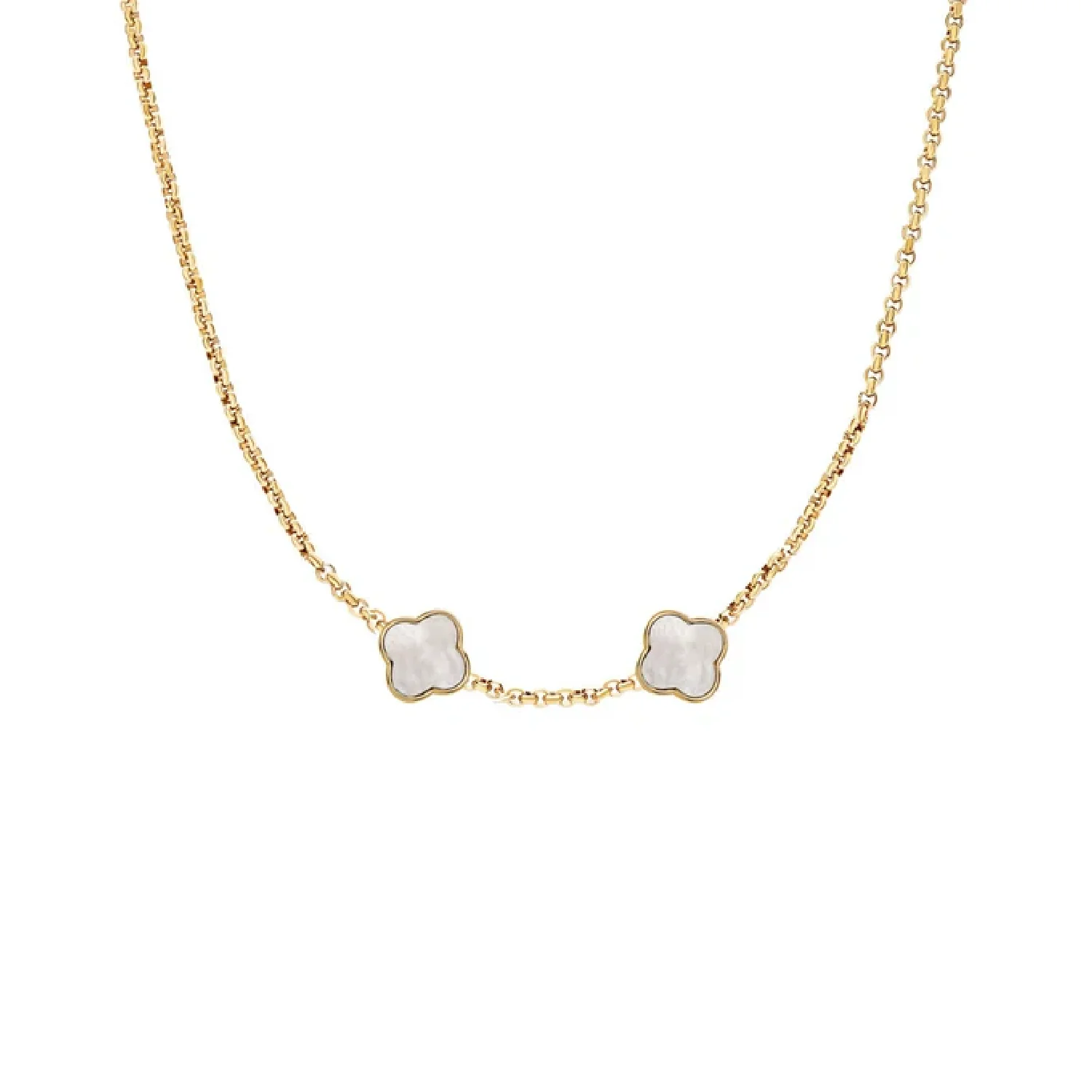 Pearl Clover Custom Name Necklace (Gold) - Image 7