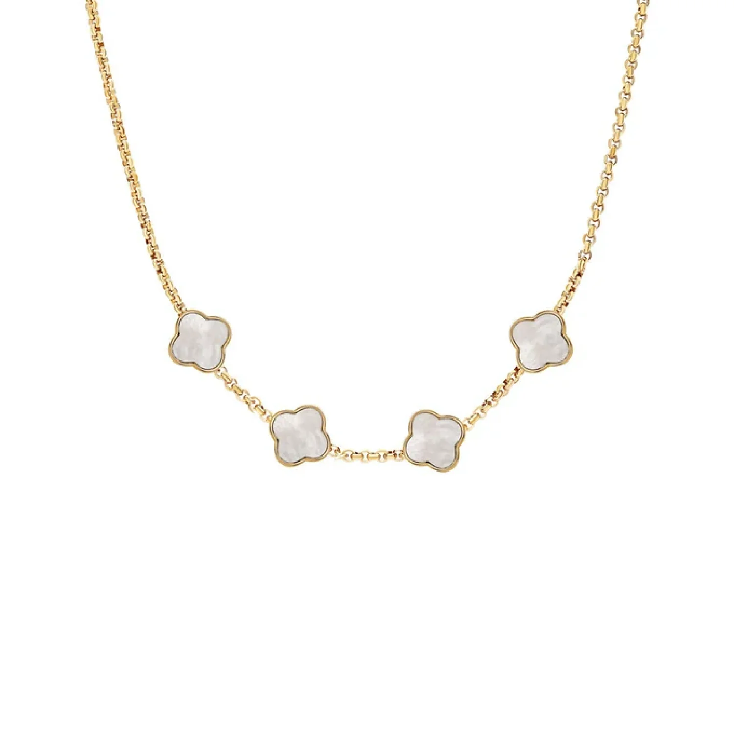 Pearl Clover Custom Name Necklace (Gold) - Image 9