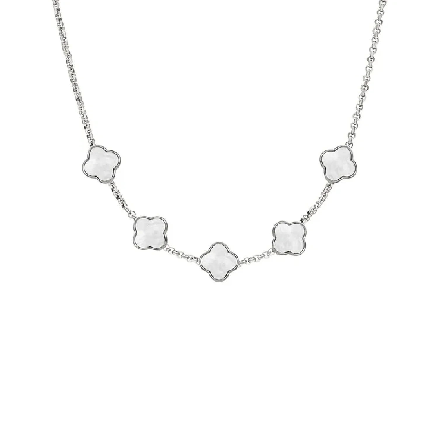 Pearl Clover Custom Name Necklace (Silver) - Image 10
