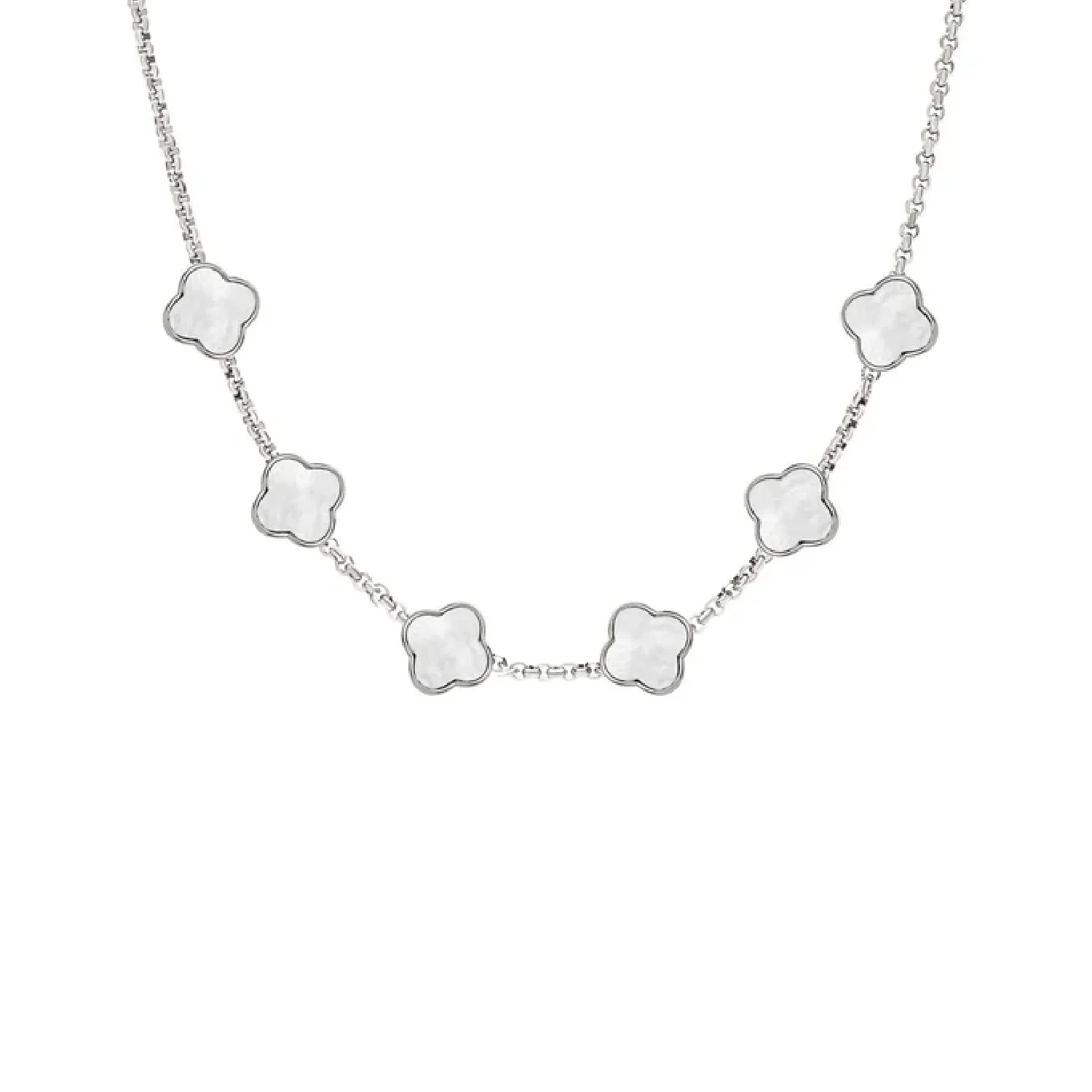 Pearl Clover Custom Name Necklace (Silver) - Image 11